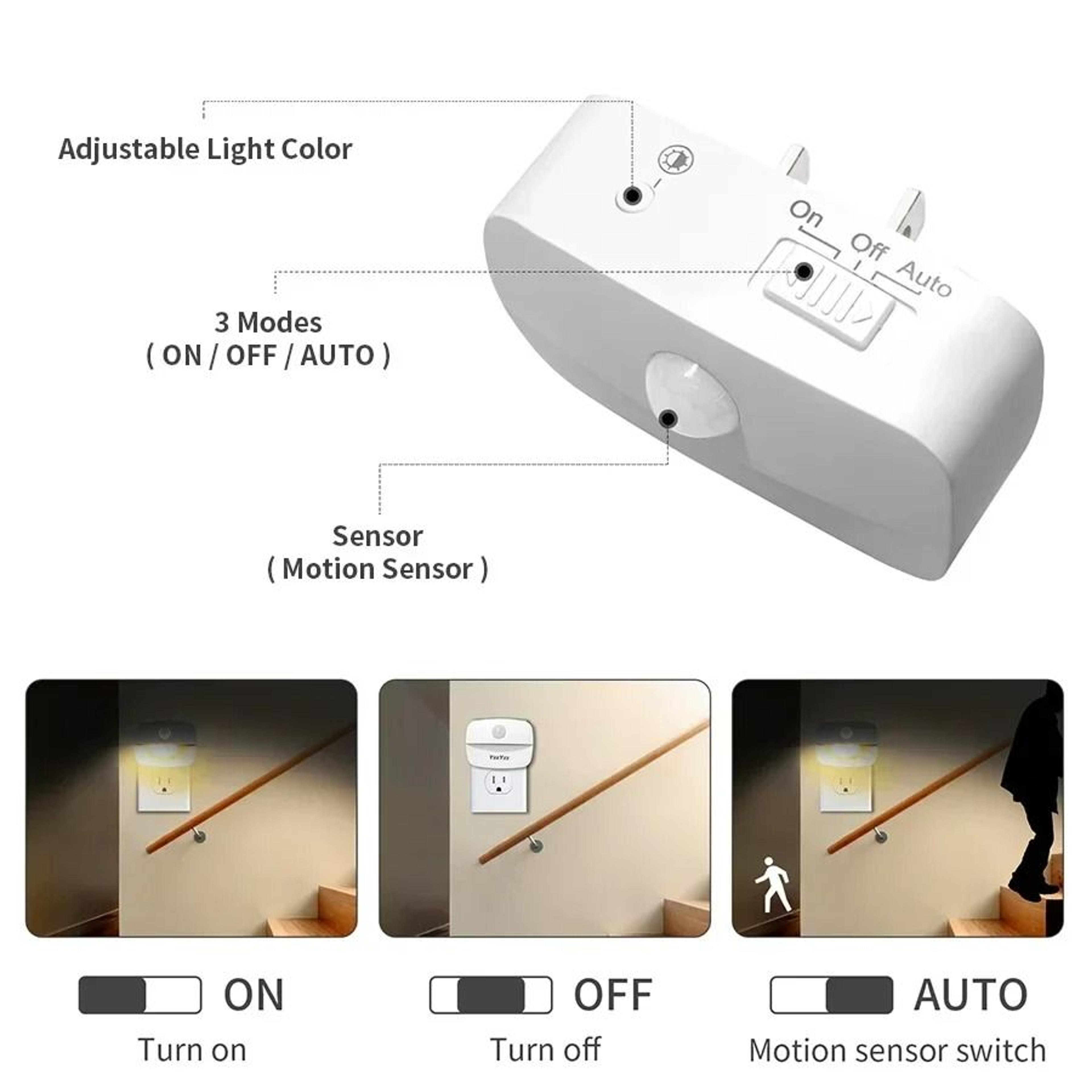 Plugin LED Motion Sensor Night Light US Plug 3