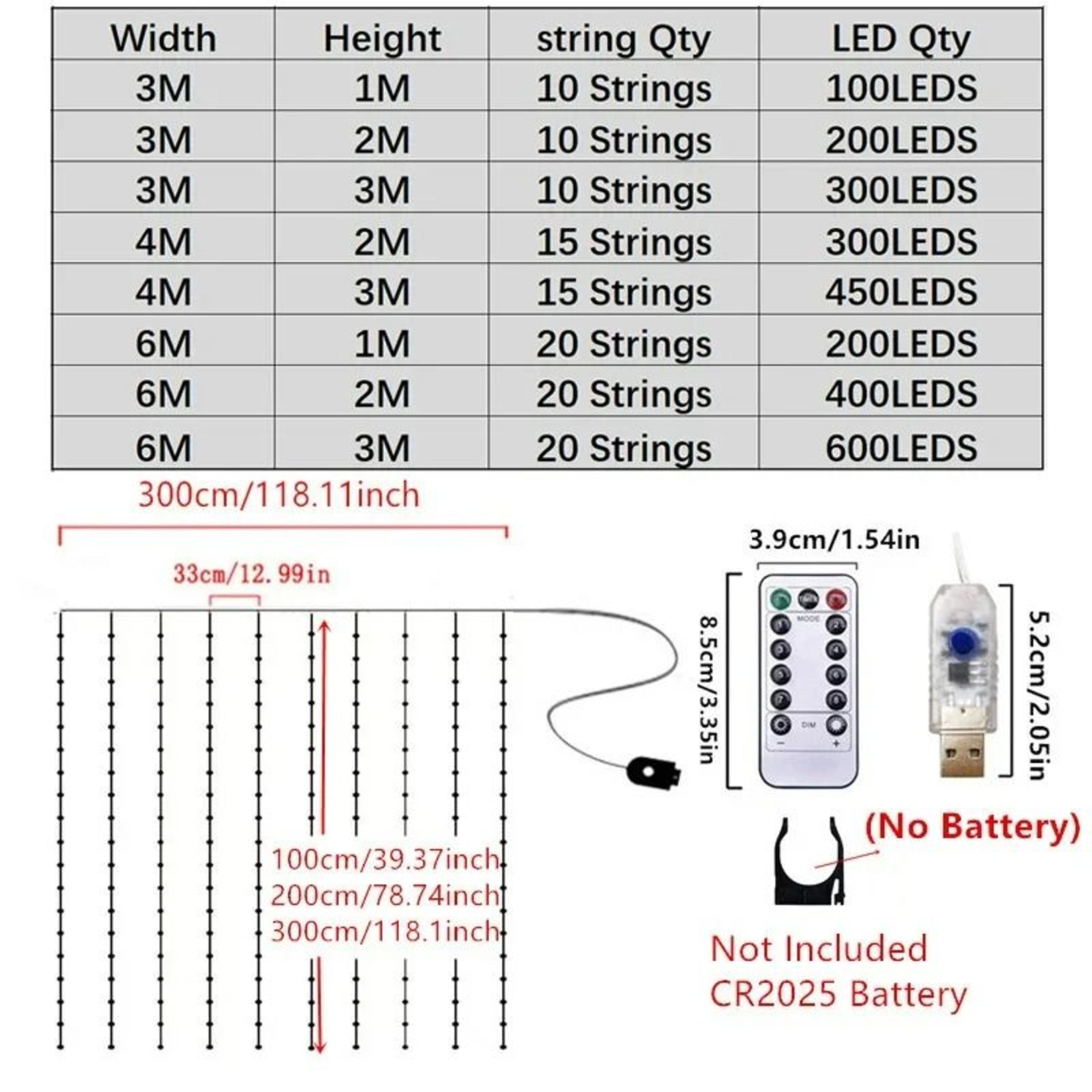 USB Fairy Curtain Lights Remote Control Hanging String Lights 5