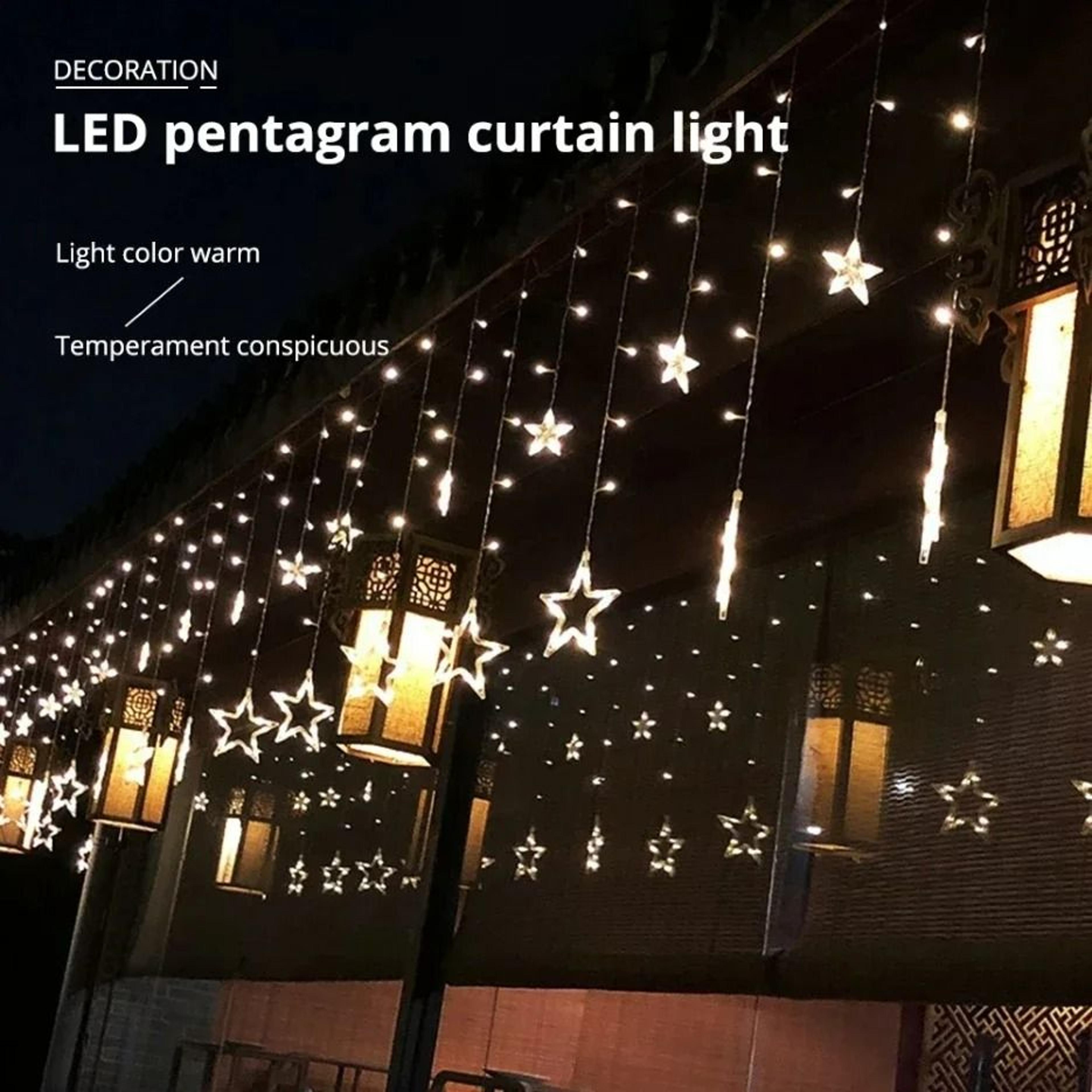 LED Pentagram Curtain Lights Remote Control Star String Lights 1