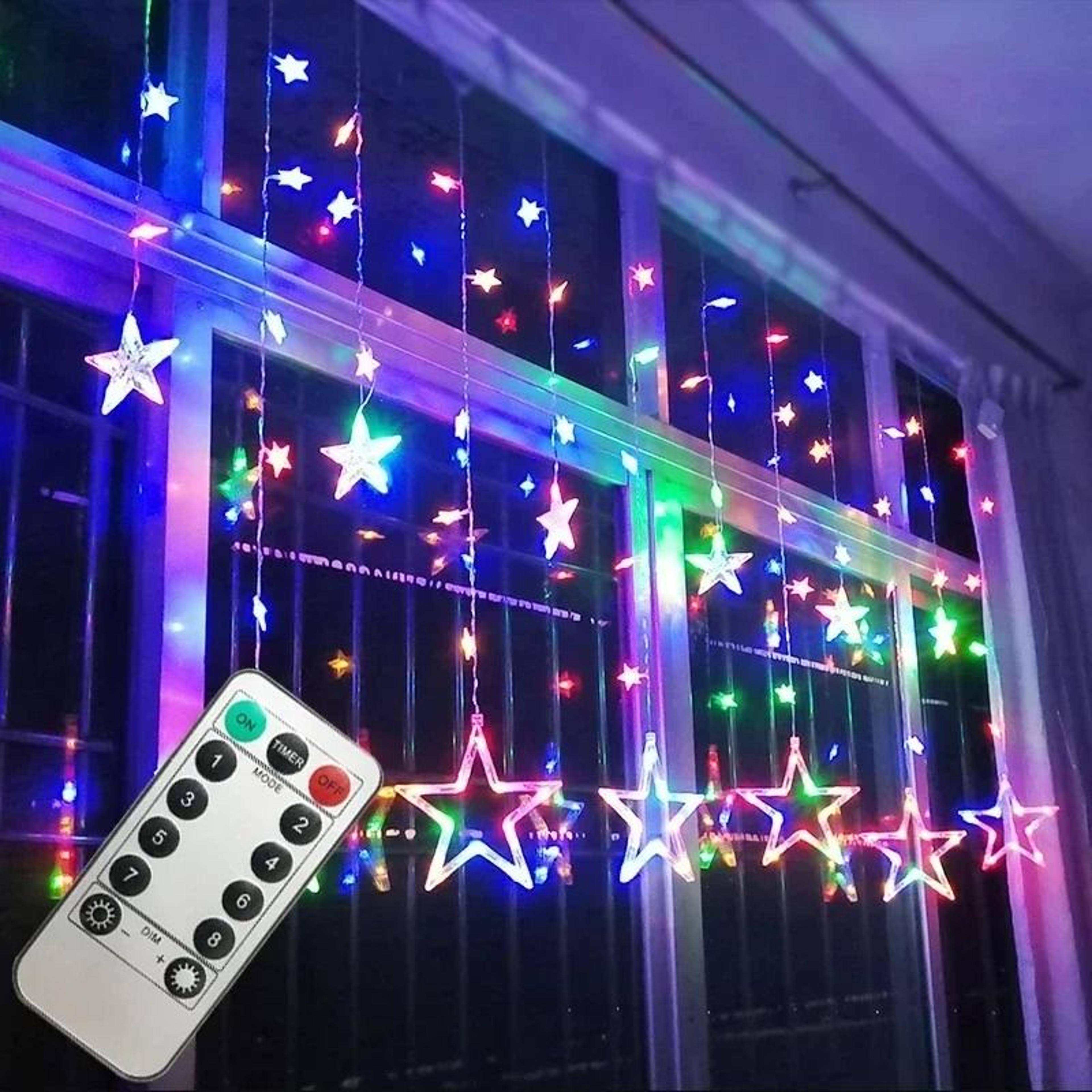 LED Pentagram Curtain Lights Remote Control Star String Lights 4
