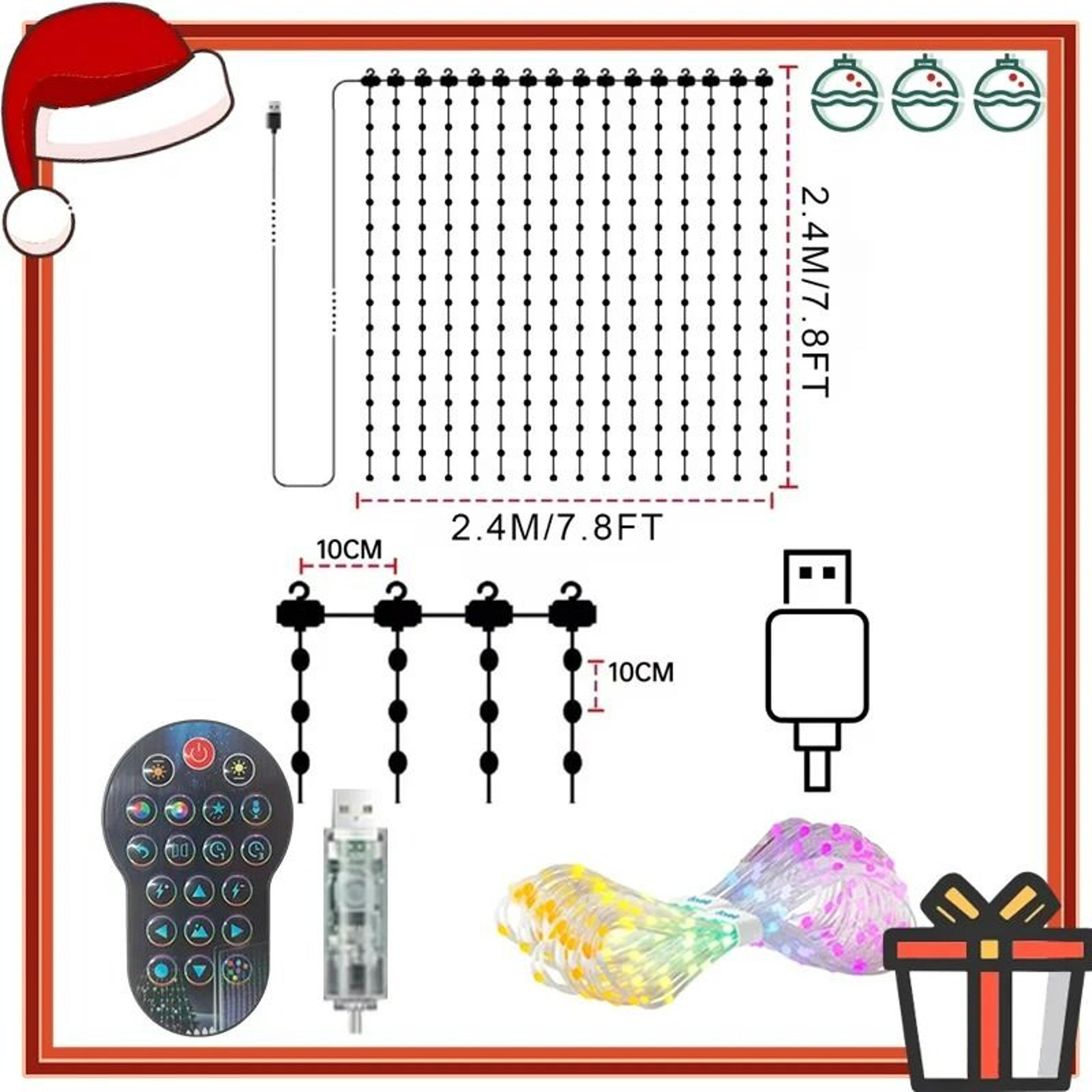 Smart DIY LED Curtain Lights App Remote Control String Lights 8