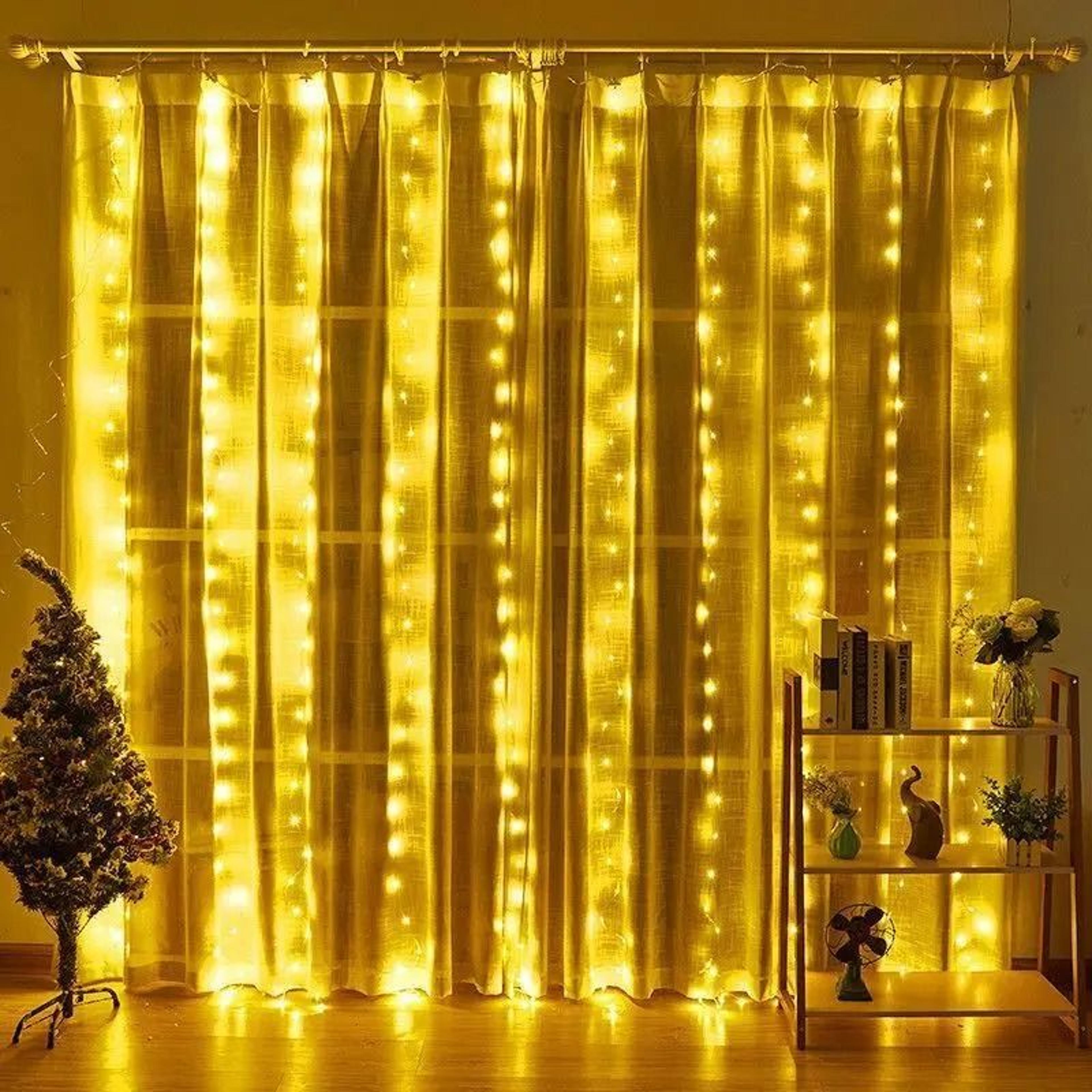 USB LED Curtain String Lights Remote Control Hanging Garland Lights 4