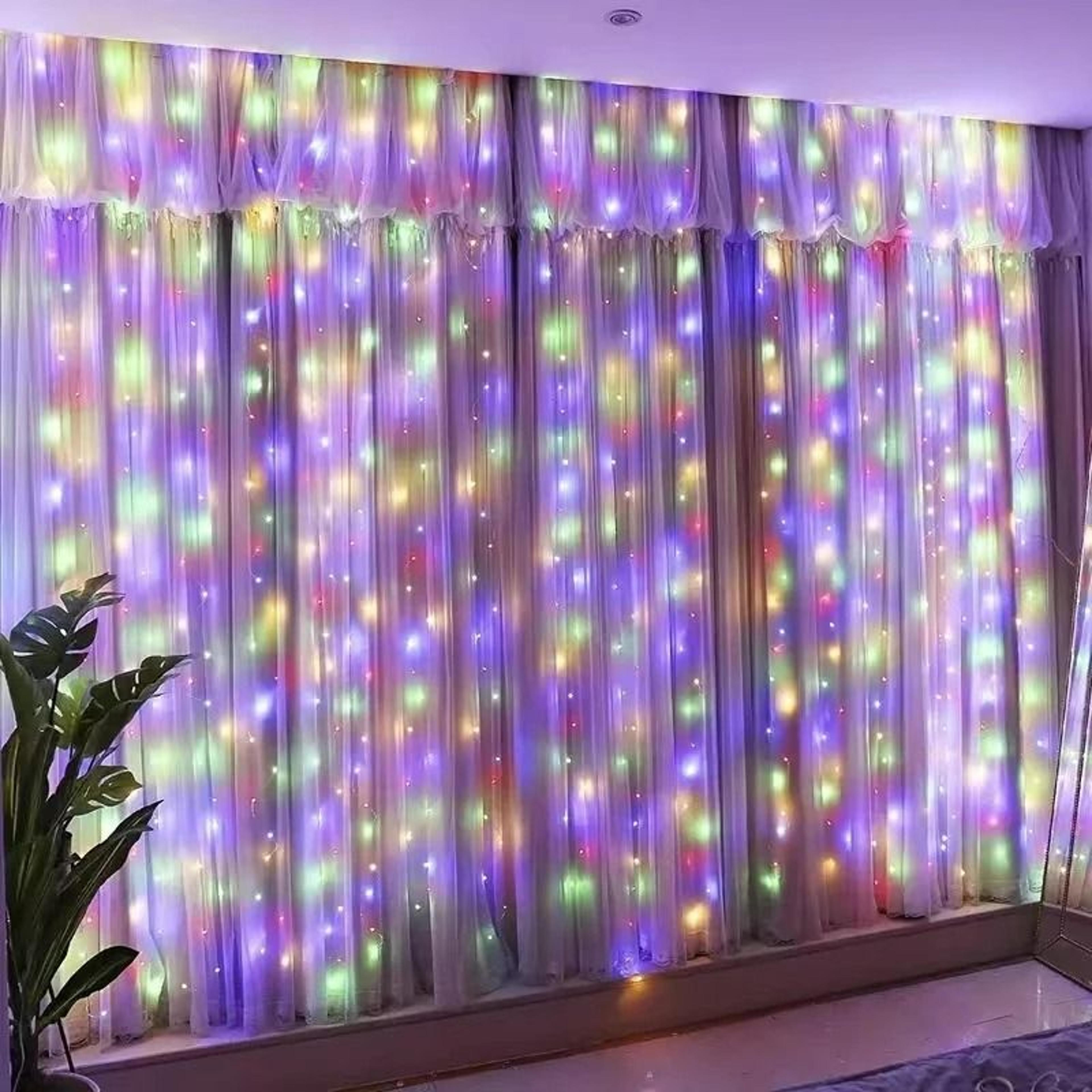 USB LED Curtain String Lights Remote Control Hanging Garland Lights 7