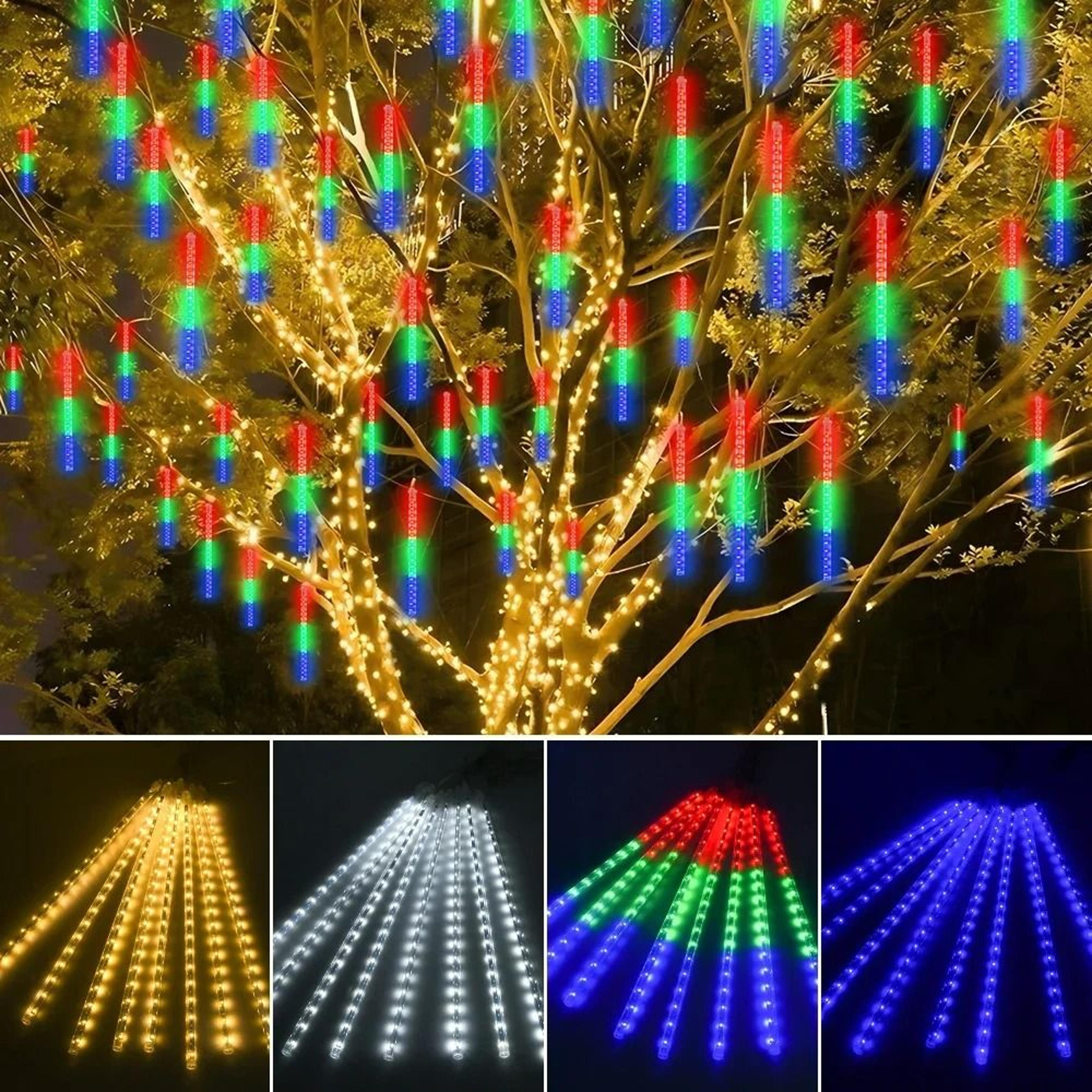 solar meteor shower rain string lights 8-tube set
