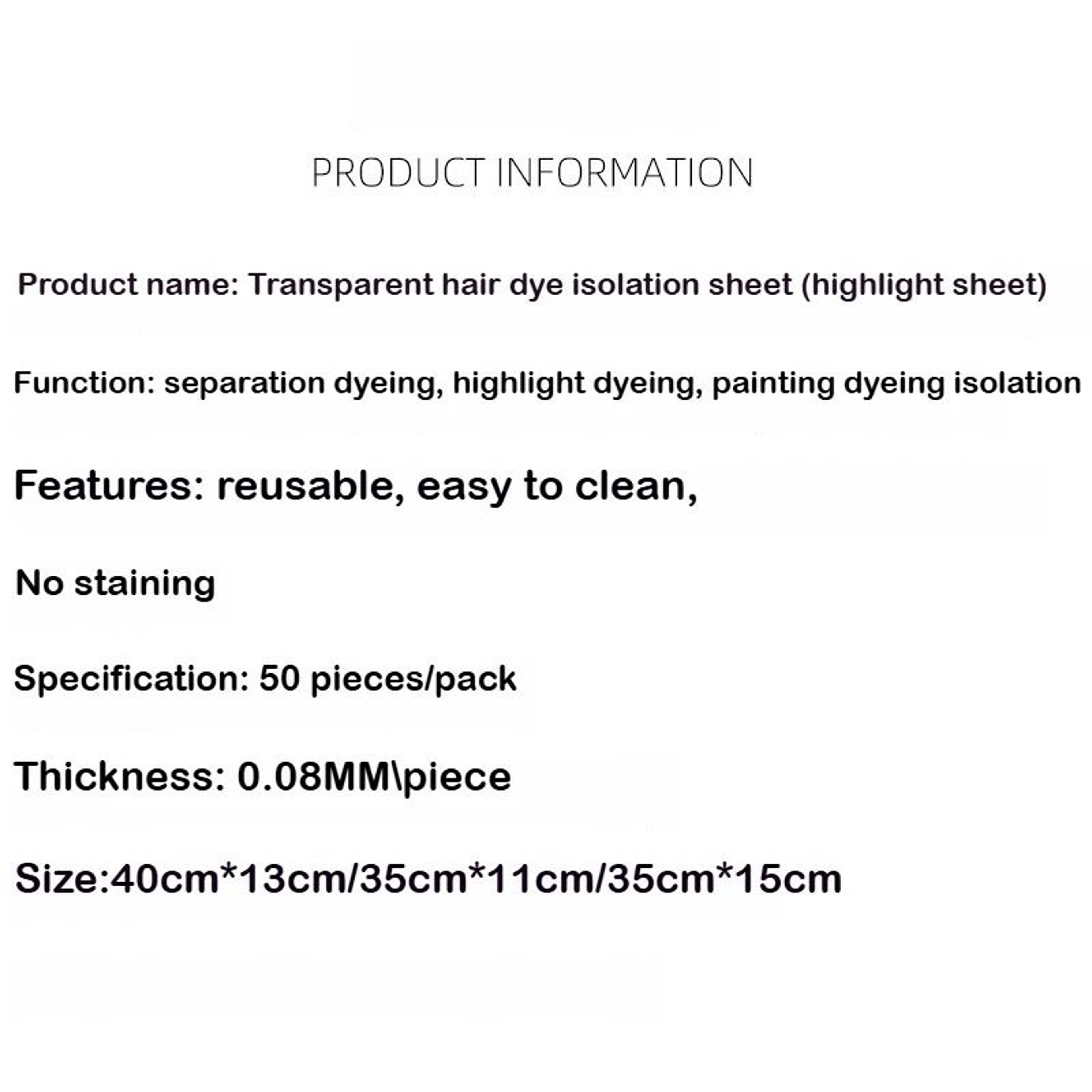 50 Piece Reusable Transparent Hair Color Isolation Meche Sheets 5