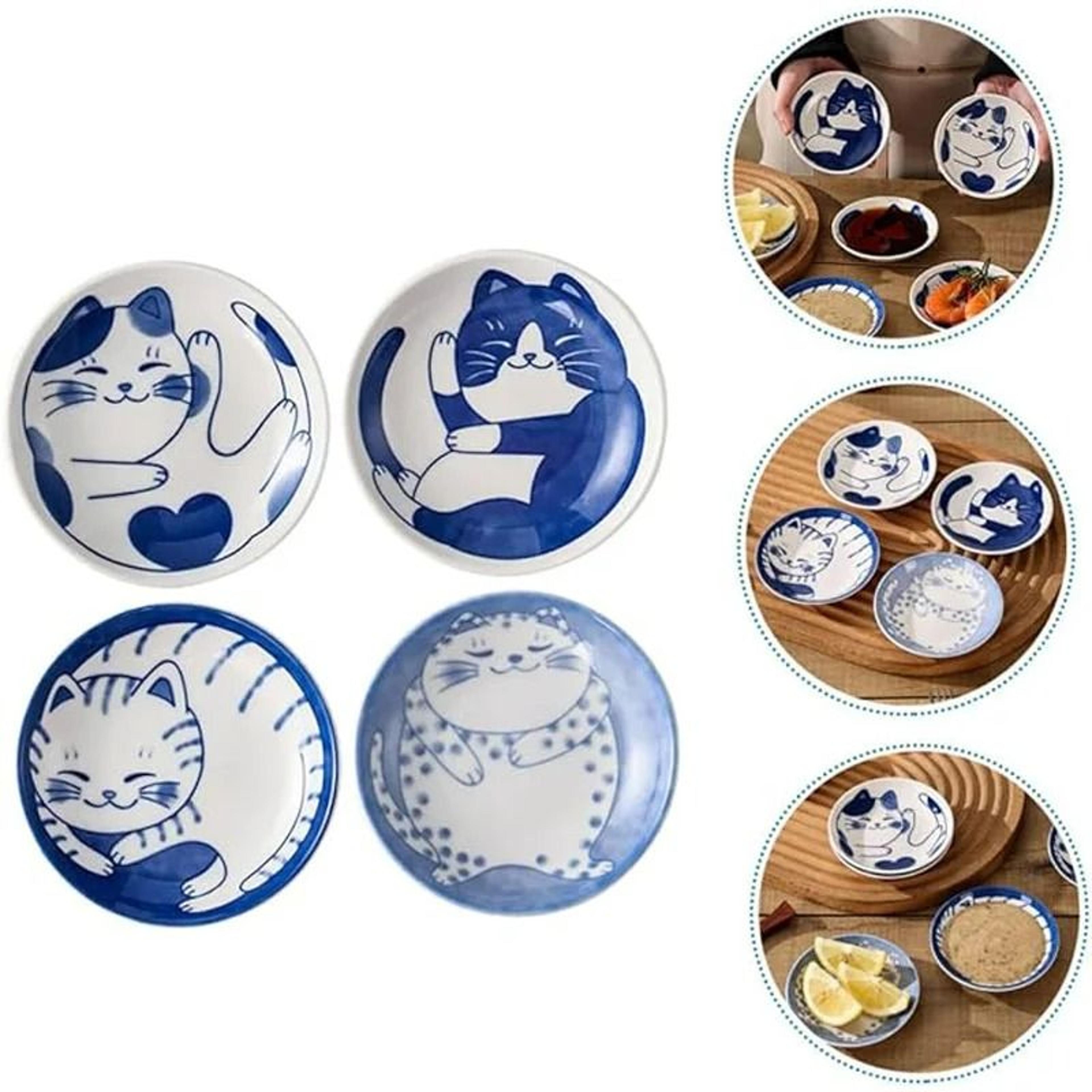 japanese lucky cat ceramic dessert and sauce dish