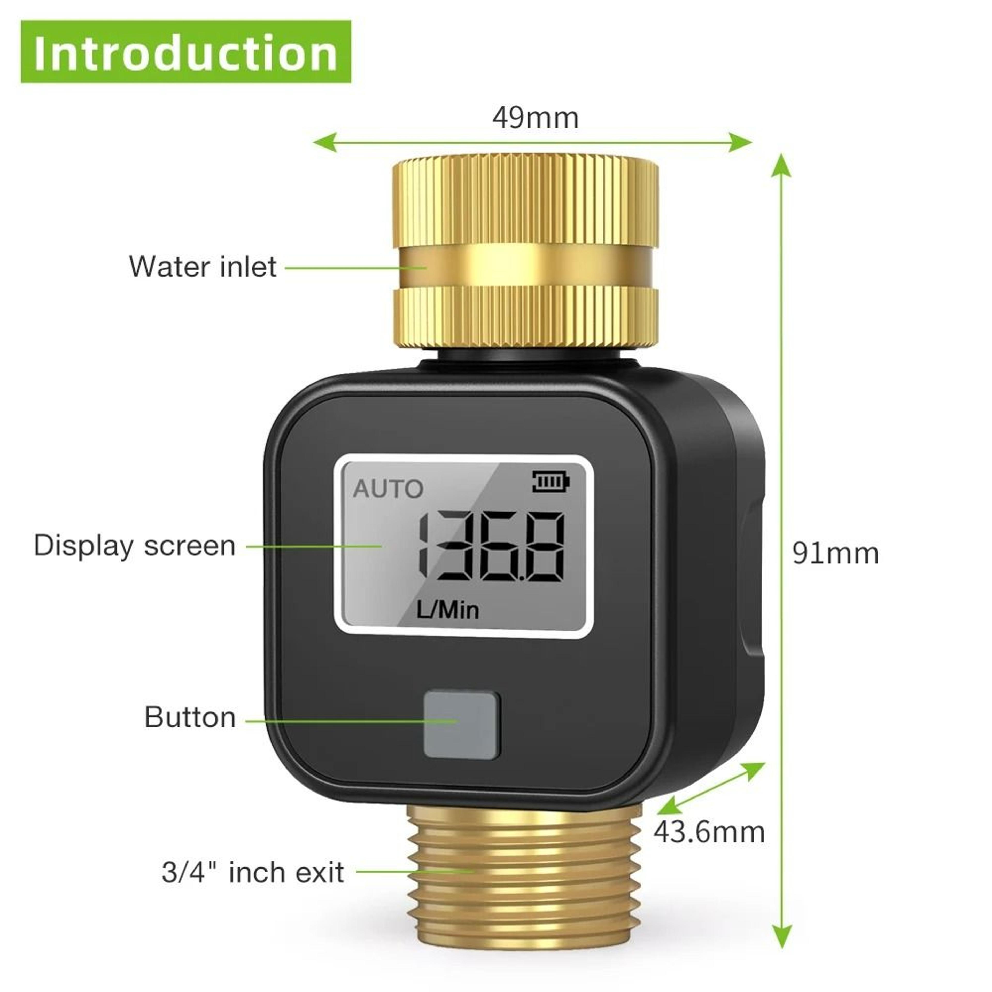 Digital Water Flow Meter With Brass Connectors 5