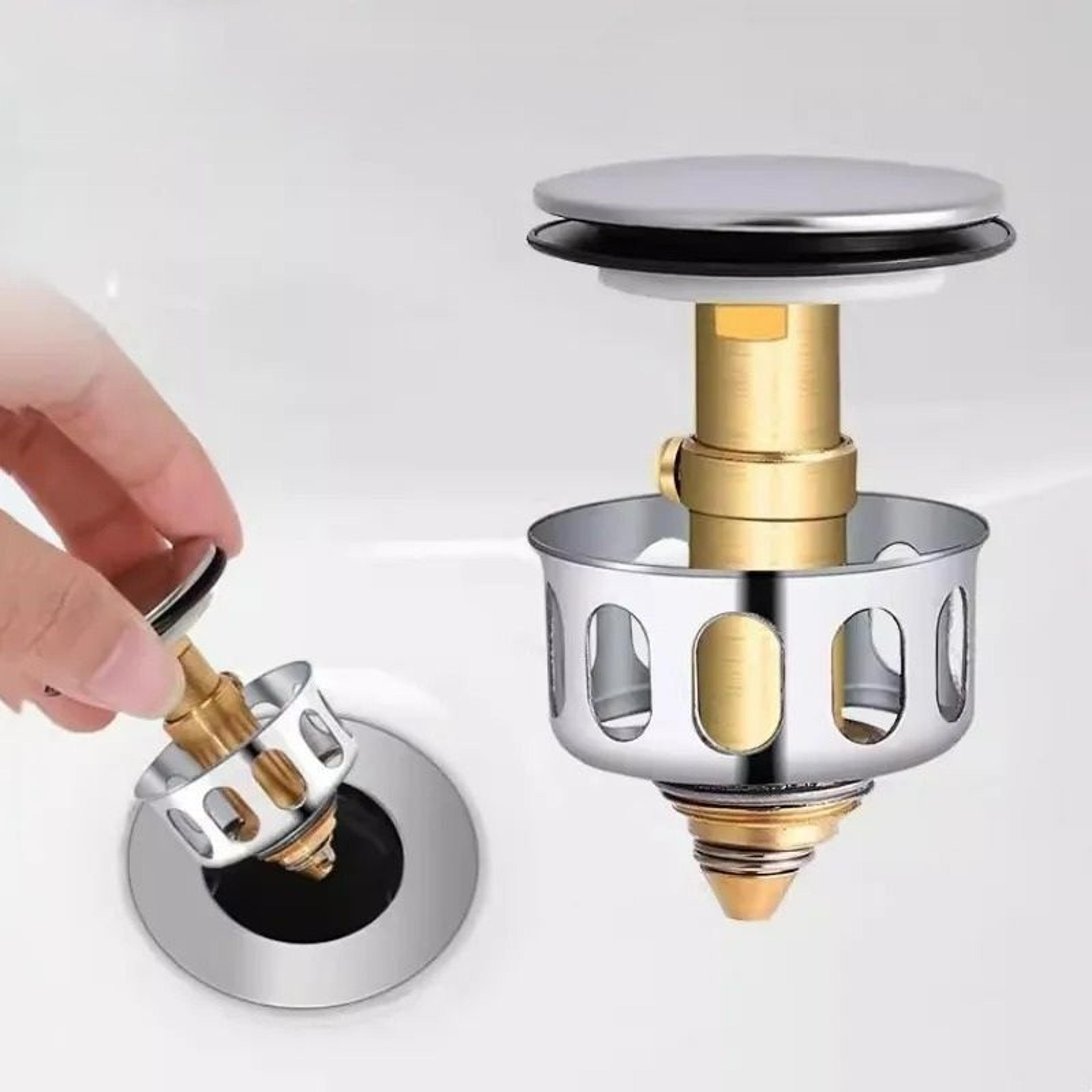 universal metal pop-up basin drain & hair catcher stopper