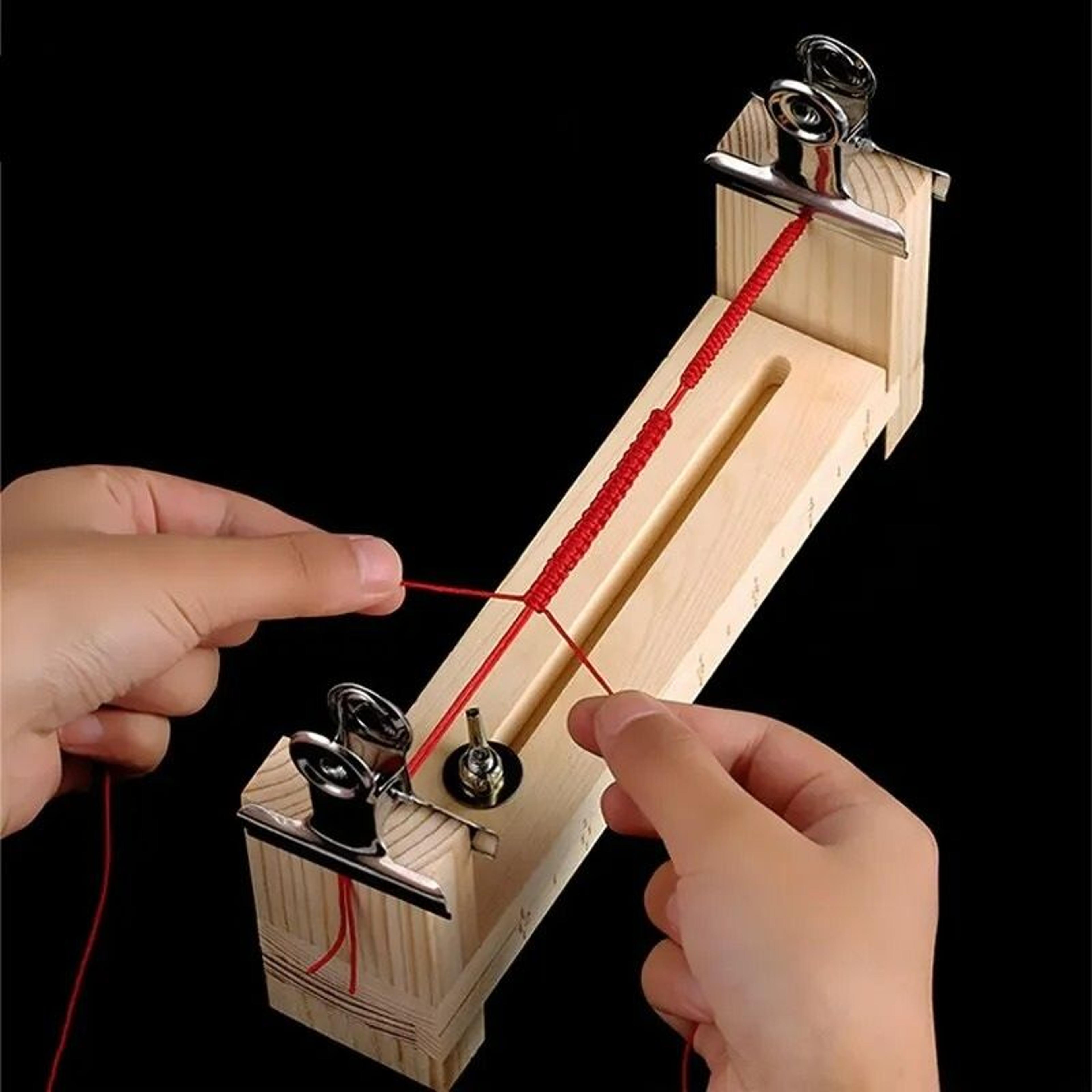 diy wooden bracelet braiding jig & red rope weaving tool