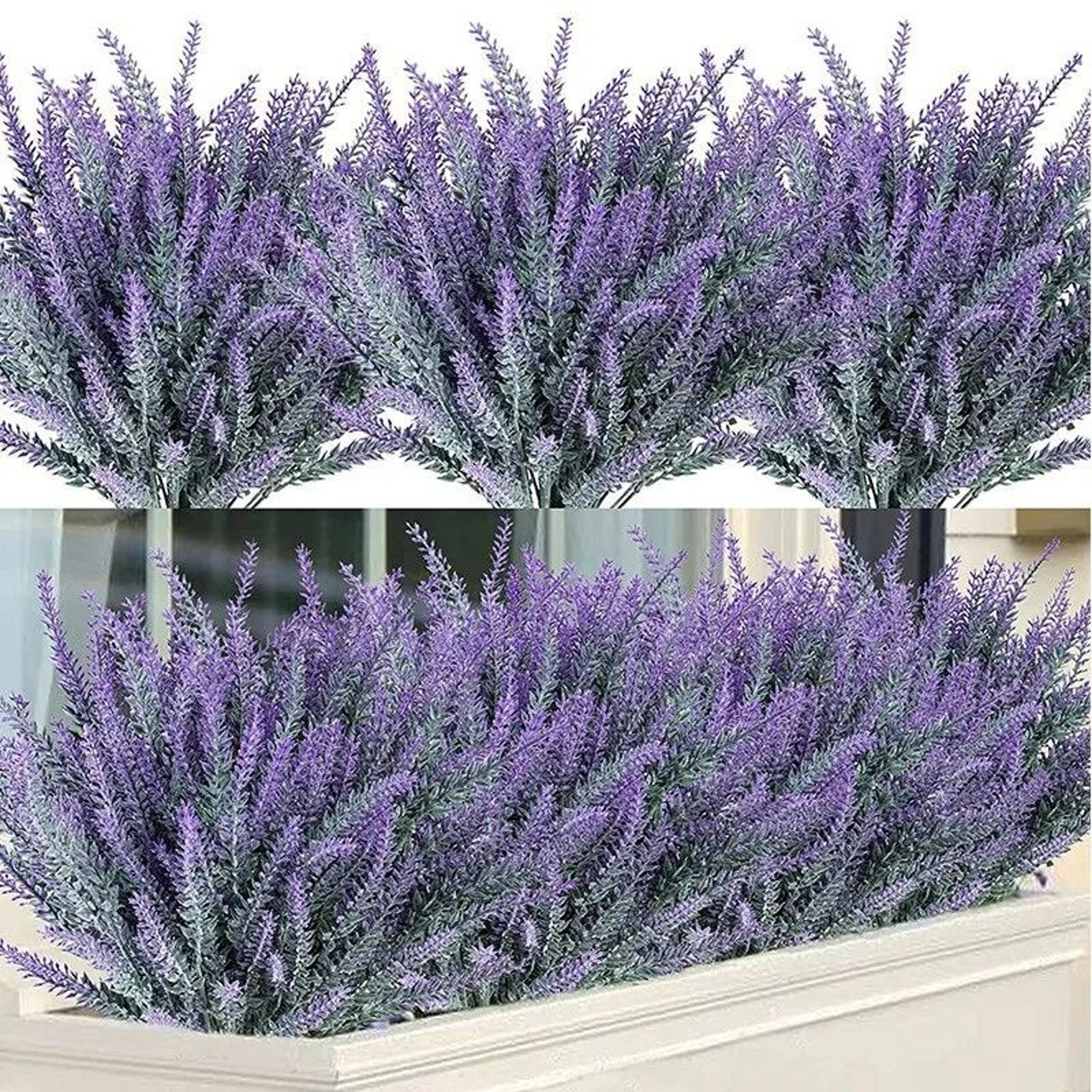 artificial flocked lavender bundles for indoor & outdoor decor