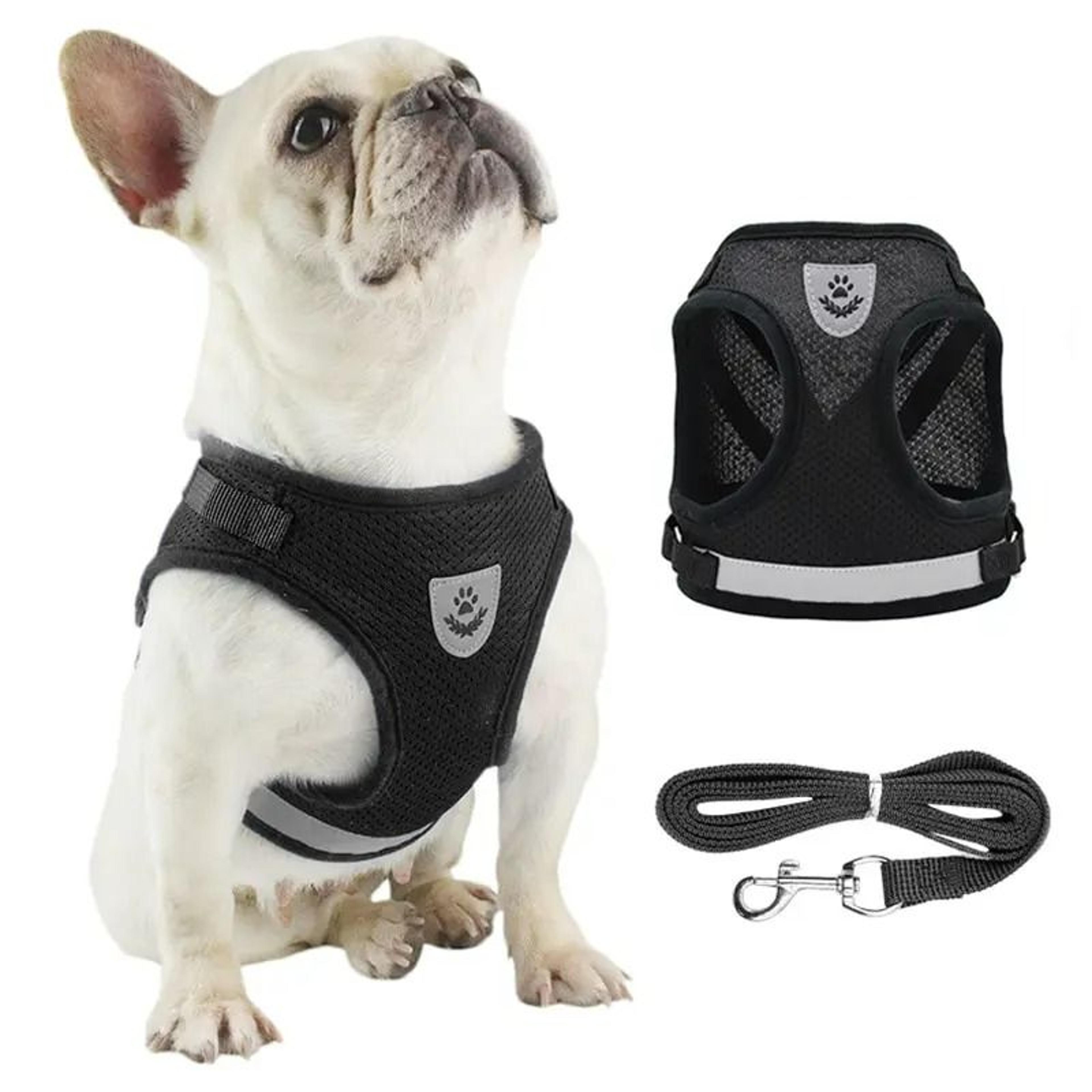 breathable mesh reflective dog harness and leash set