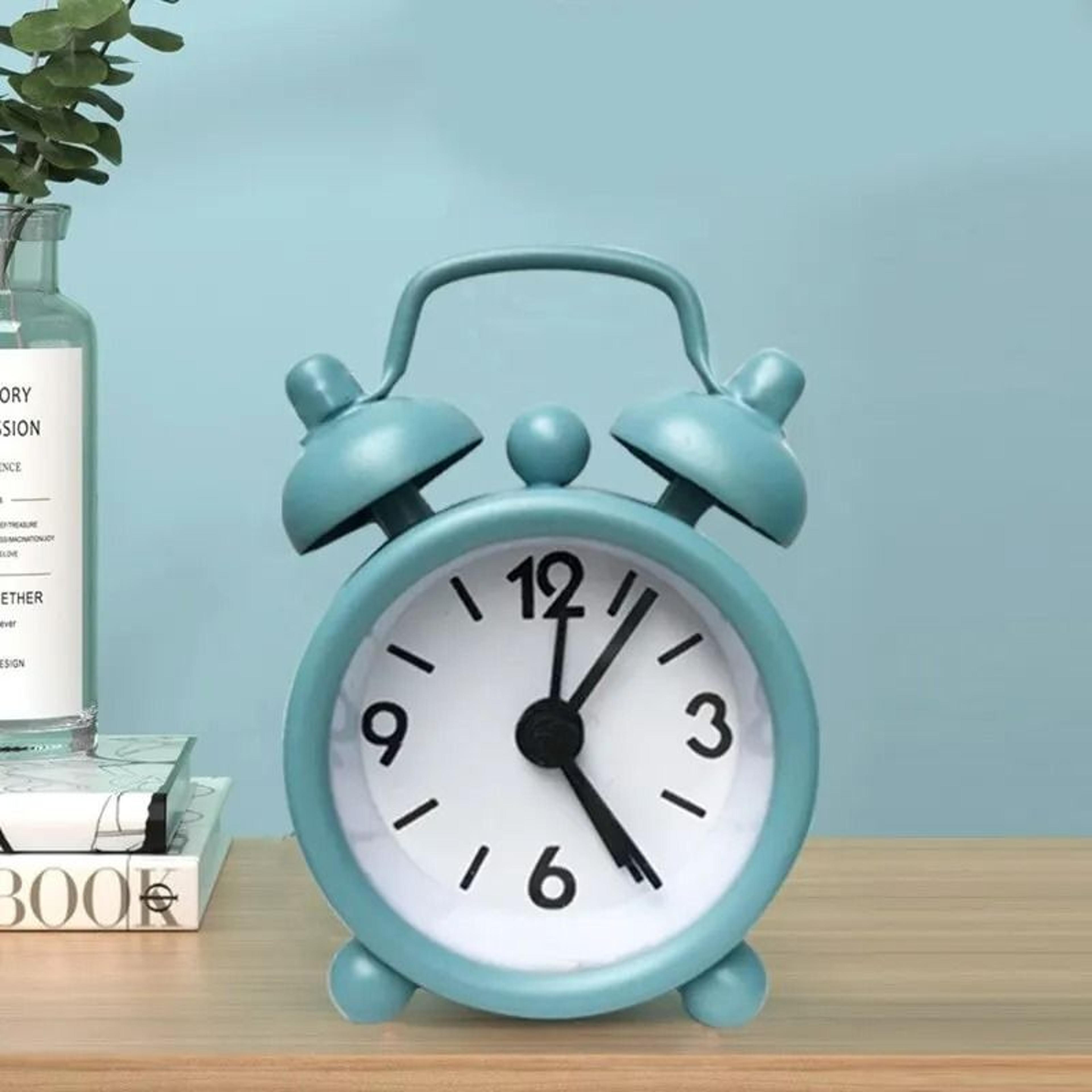 mini metal round desk alarm clock
