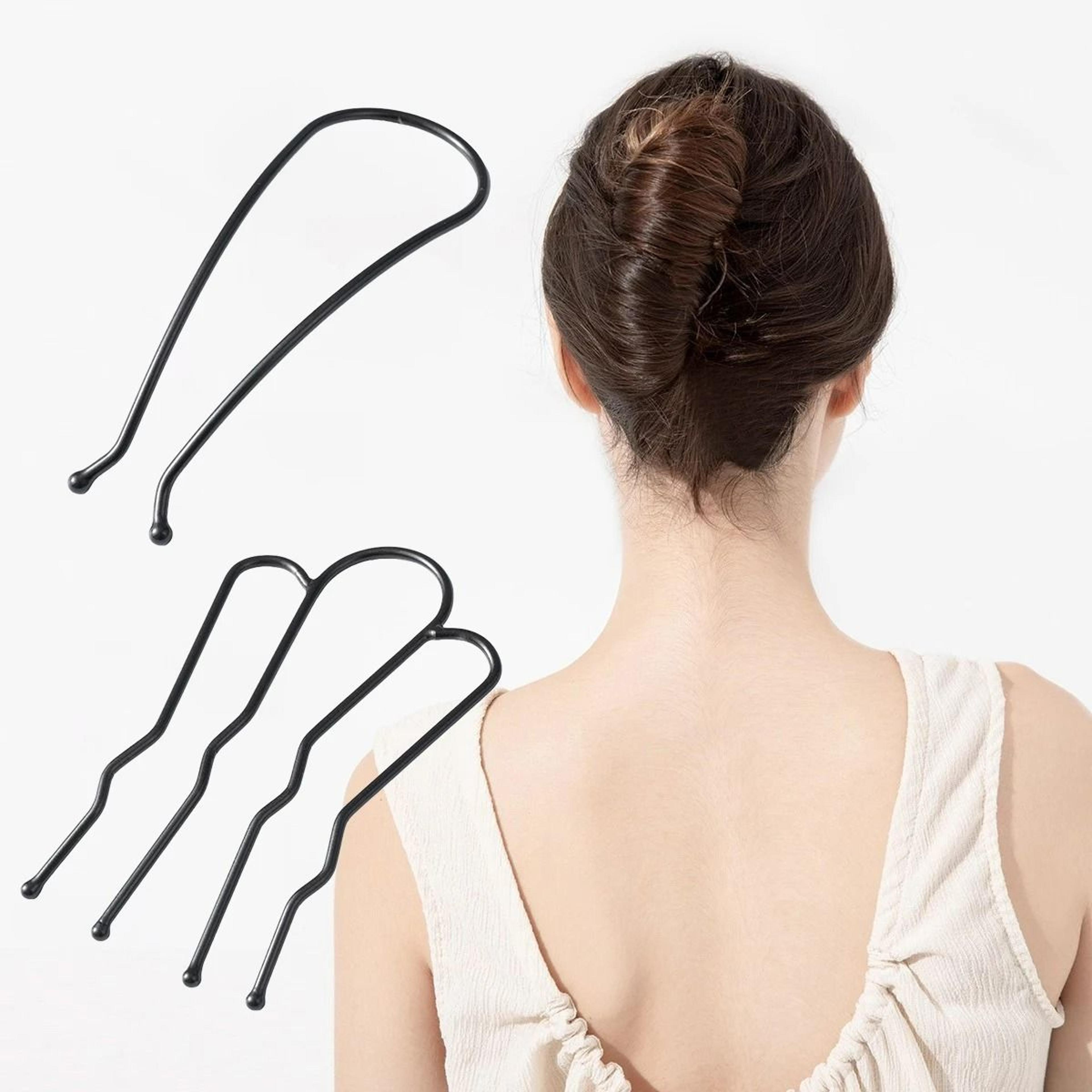 black metal u-shaped hair fork & bun pin