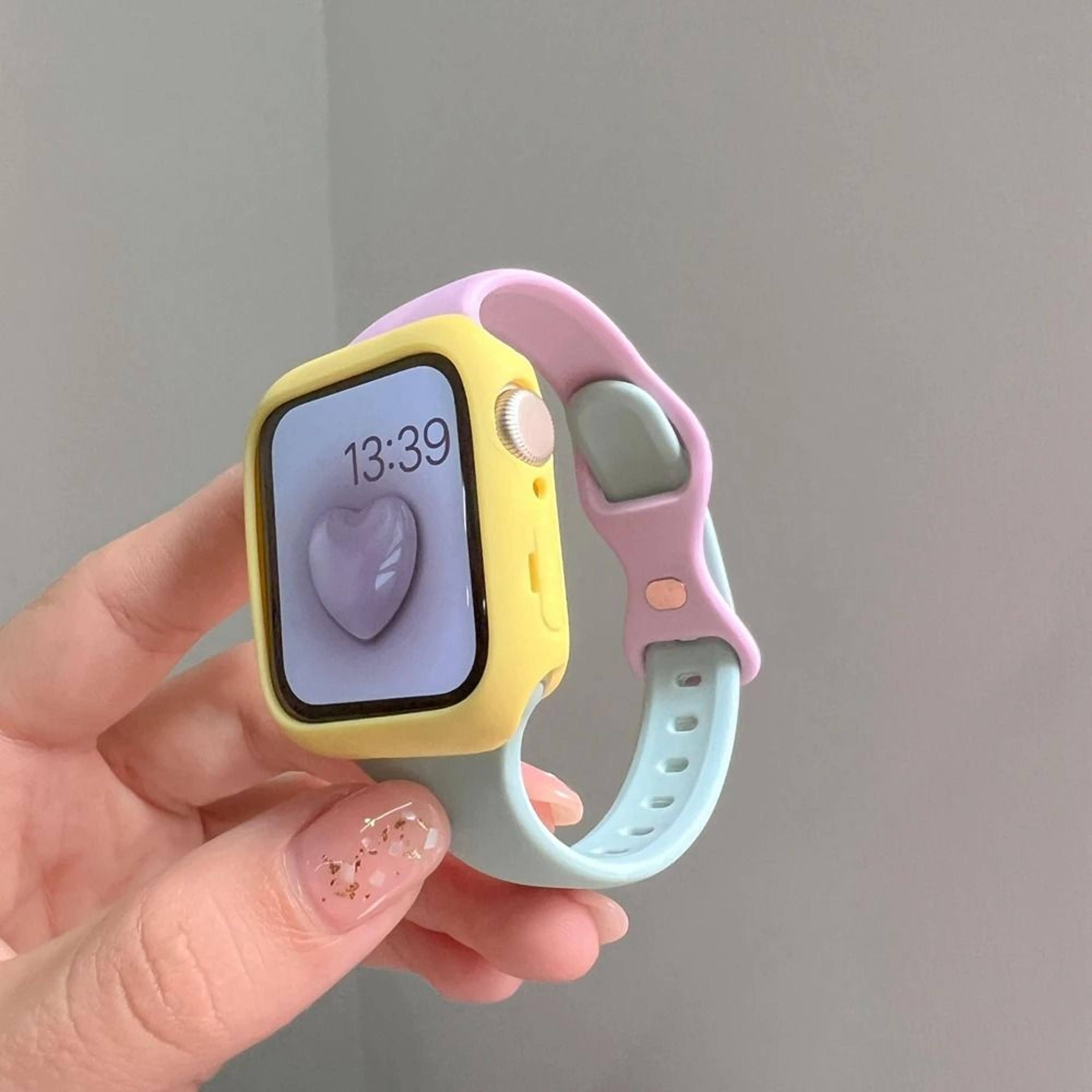 2-pack soft silicone sport band & full-coverage protective bumper case set