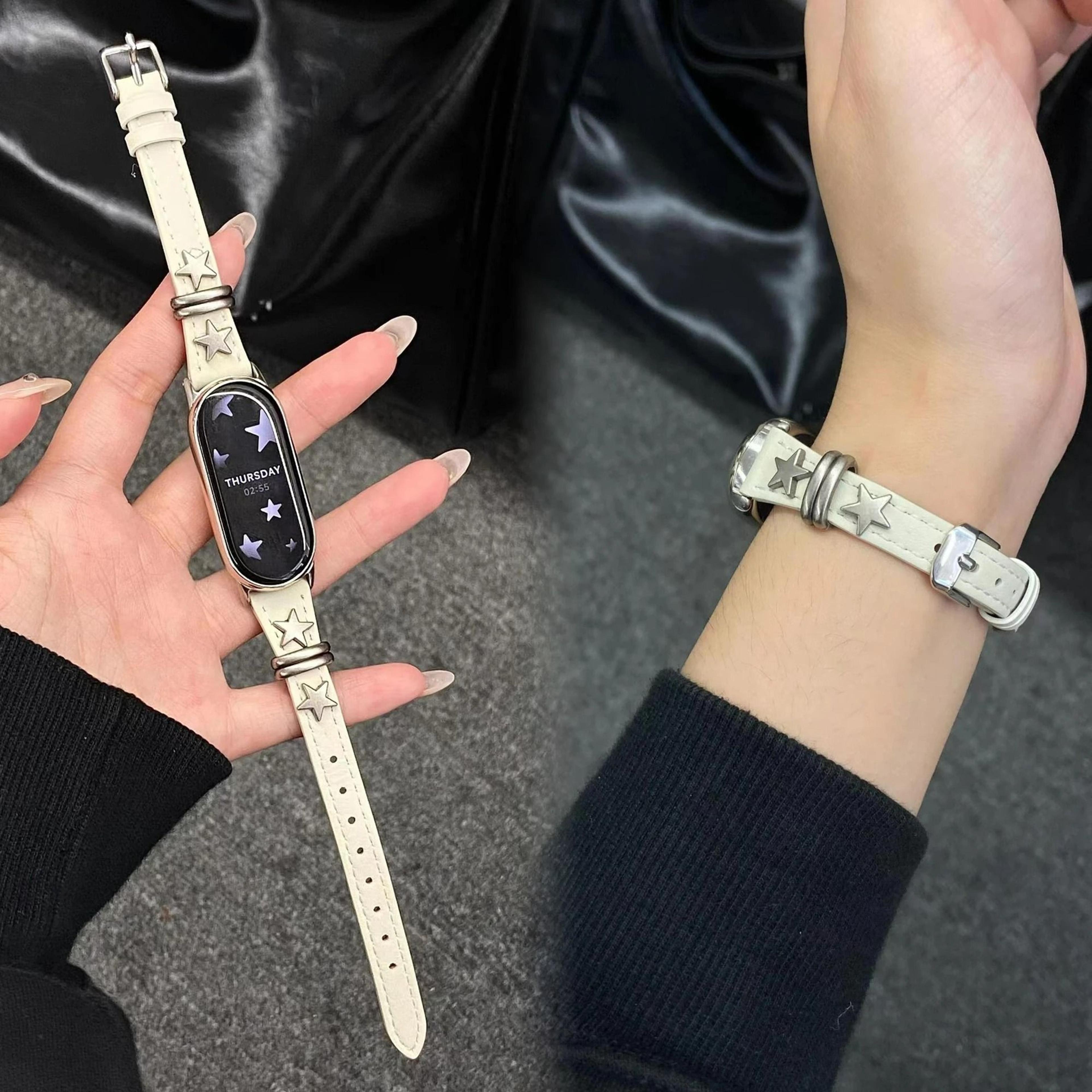 magnetic leather loop watch strap for xiaomi smart band 8, 9 & 10