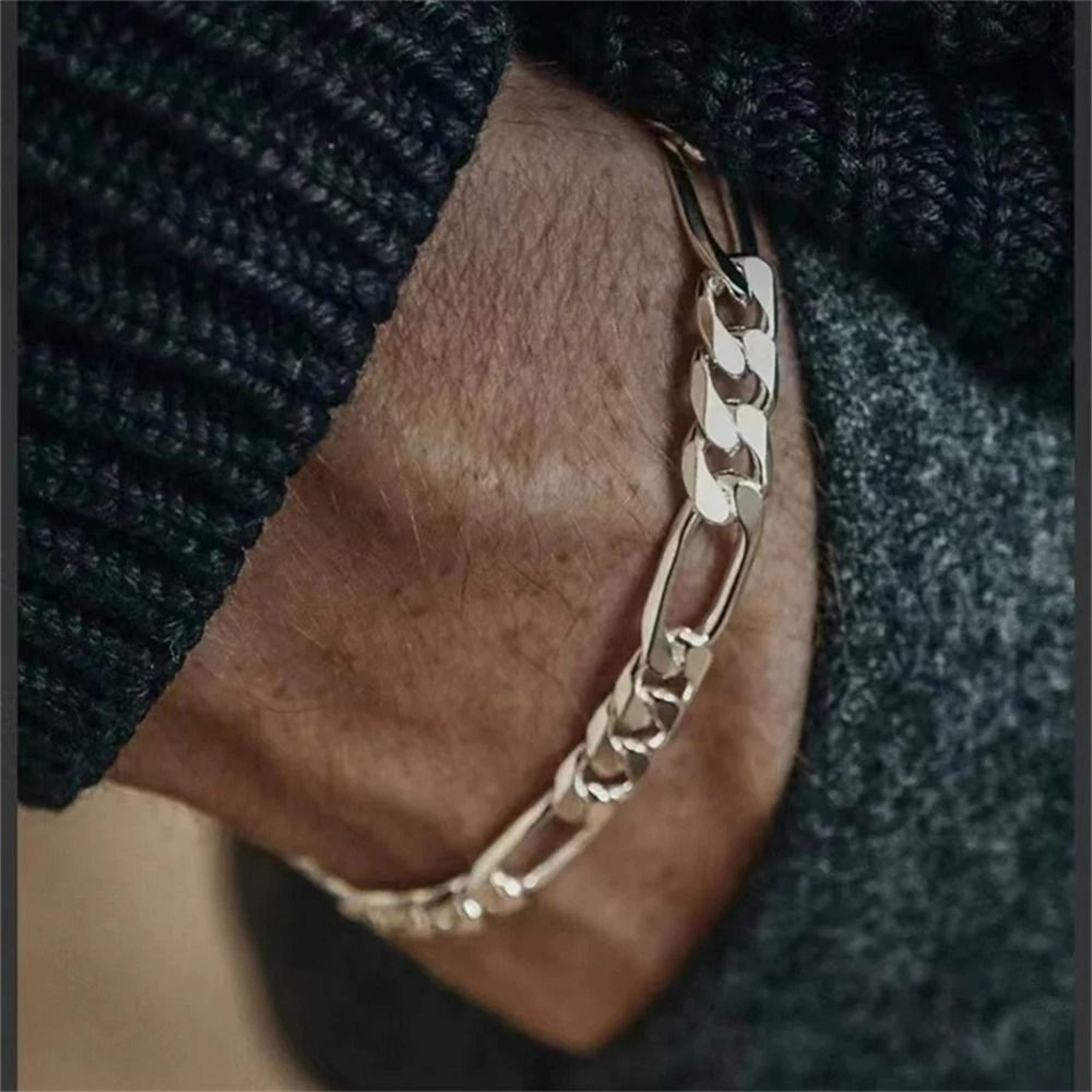 stainless steel figaro chain bracelet