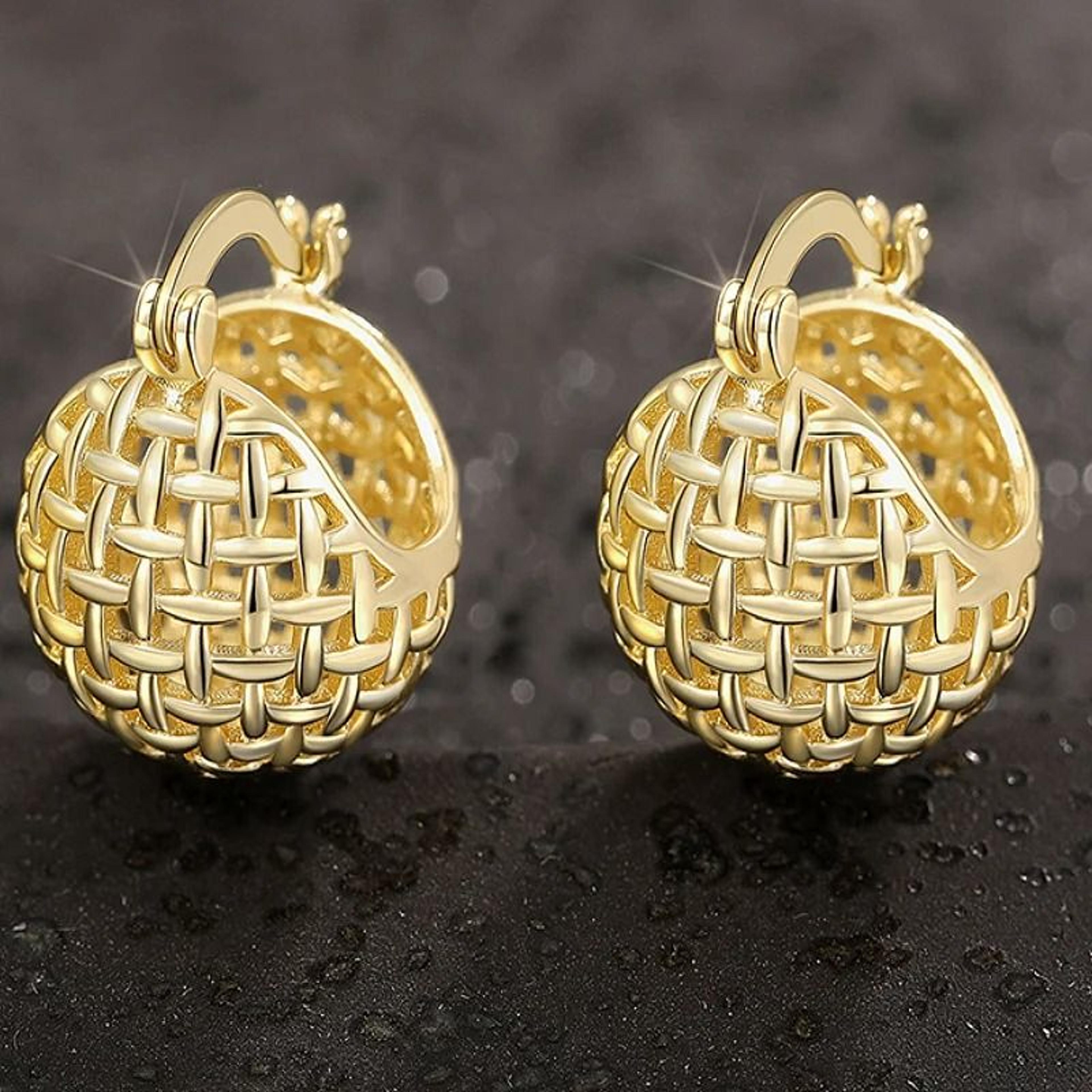 trendy gold & silver ball accent hoop earrings