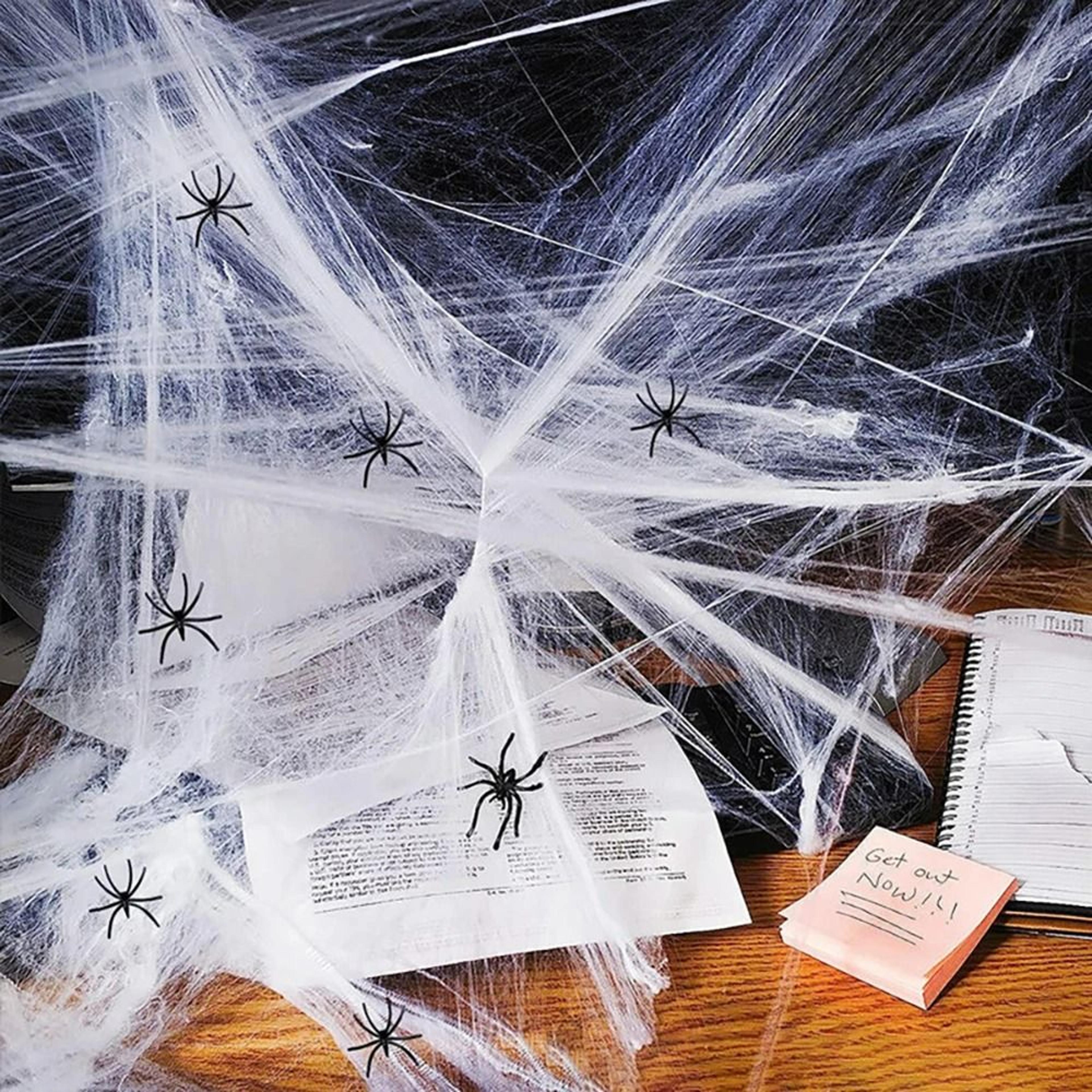 stretchy artificial halloween cobweb & fake spider web decor