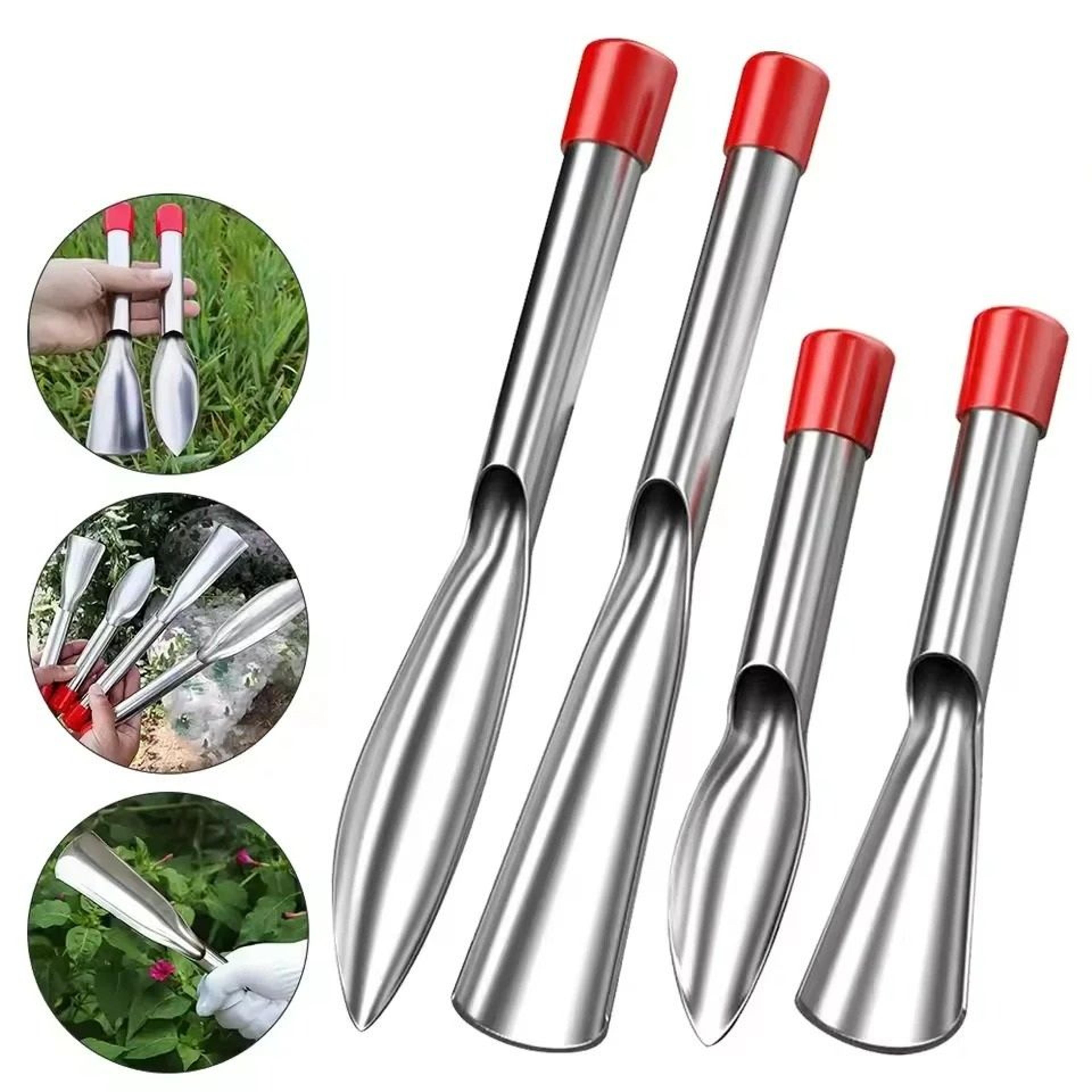 stainless steel leaf-shaped garden hand trowel & soil scoop