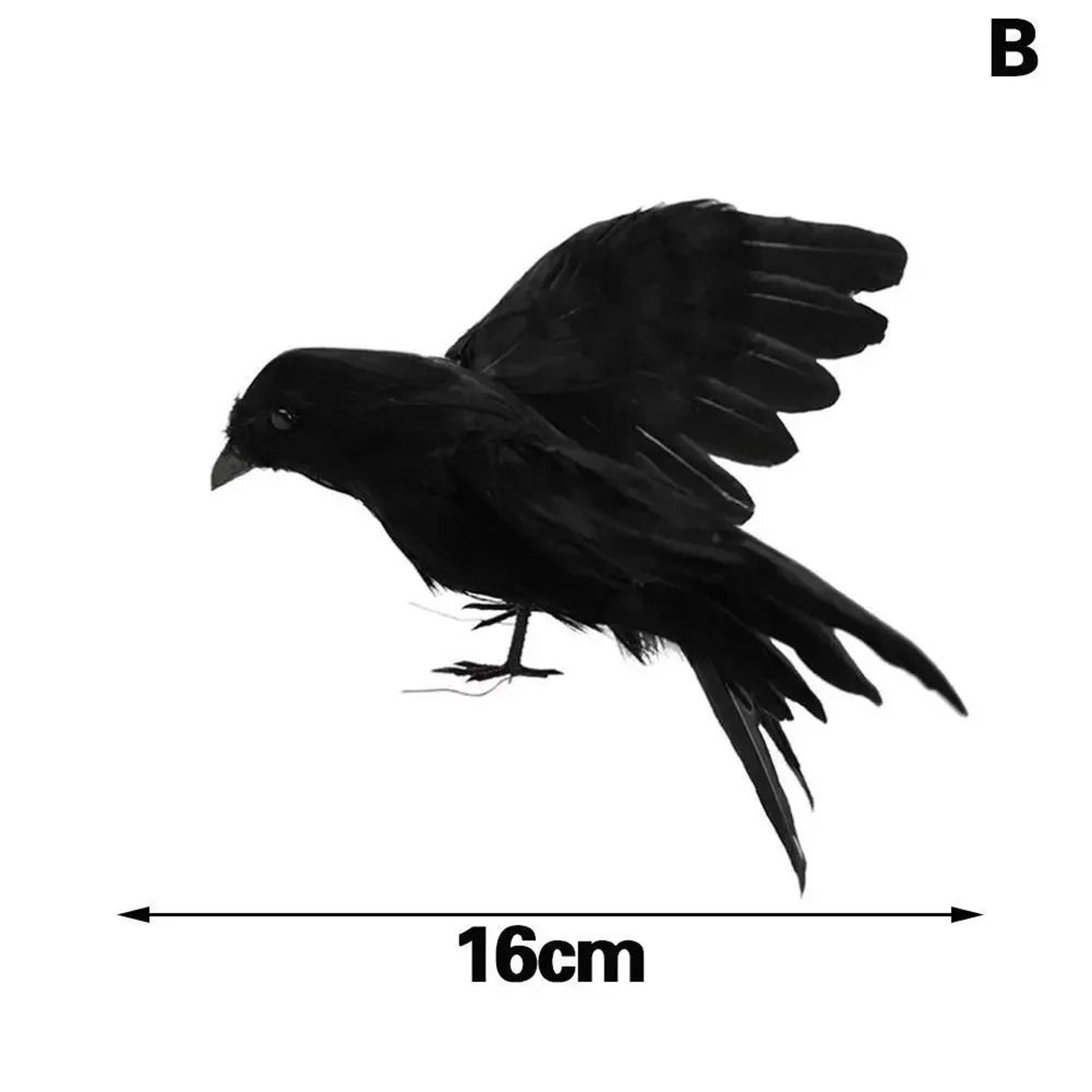 Lifelike Feathered Black Raven  Crow Prop 5