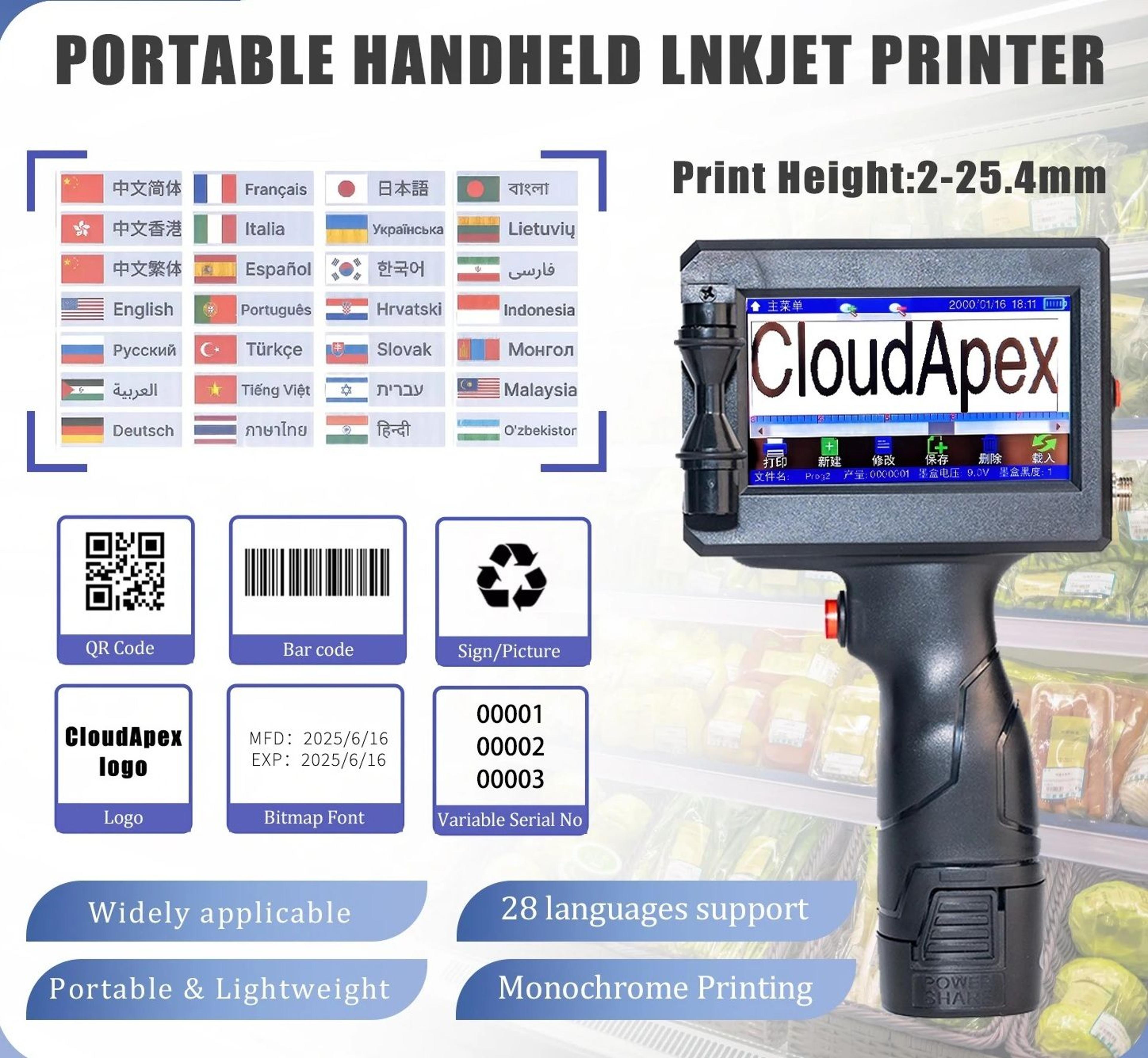 industrial large-format handheld inkjet printer kit