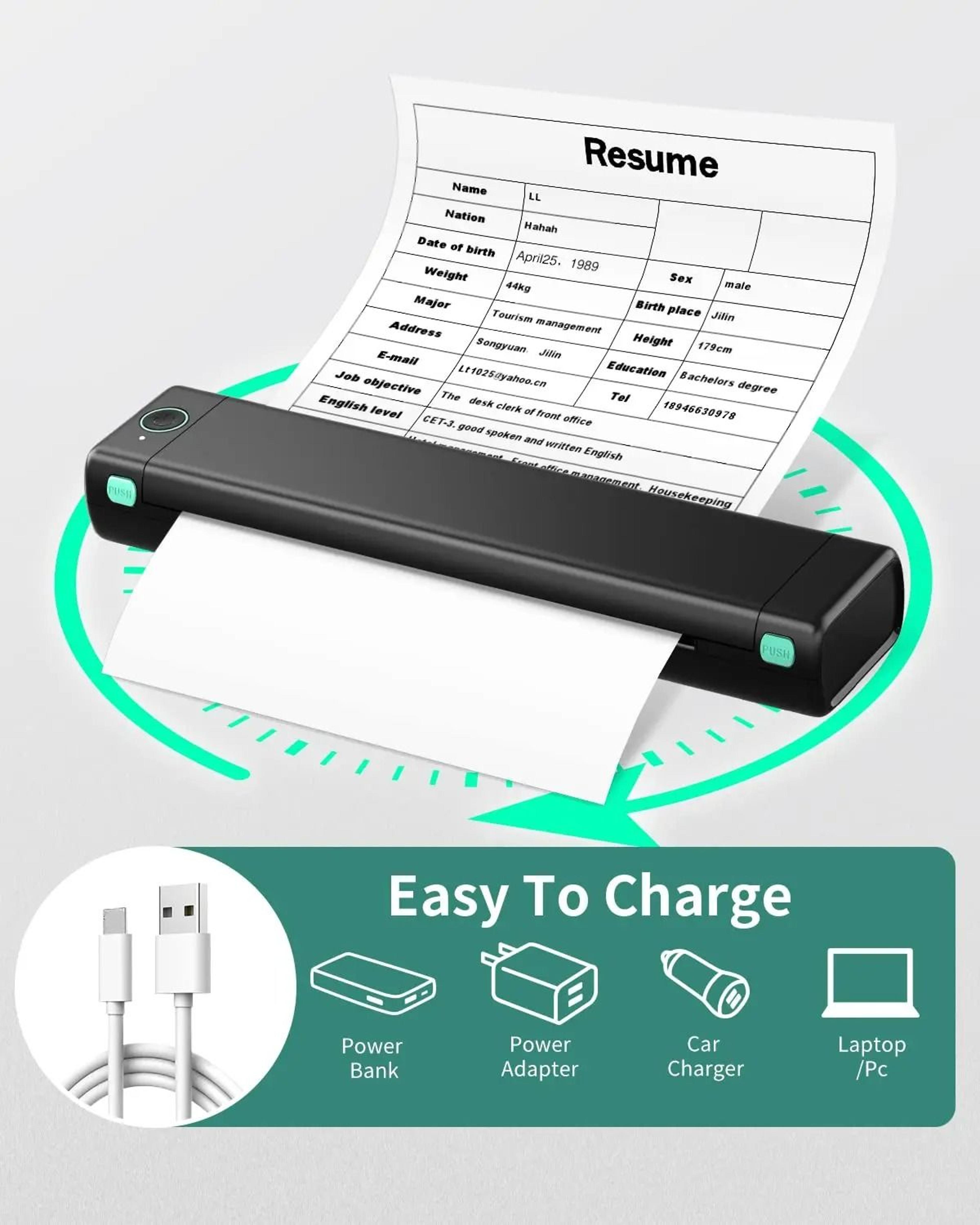 A4 FullPage Wireless Thermal Document Printer 5