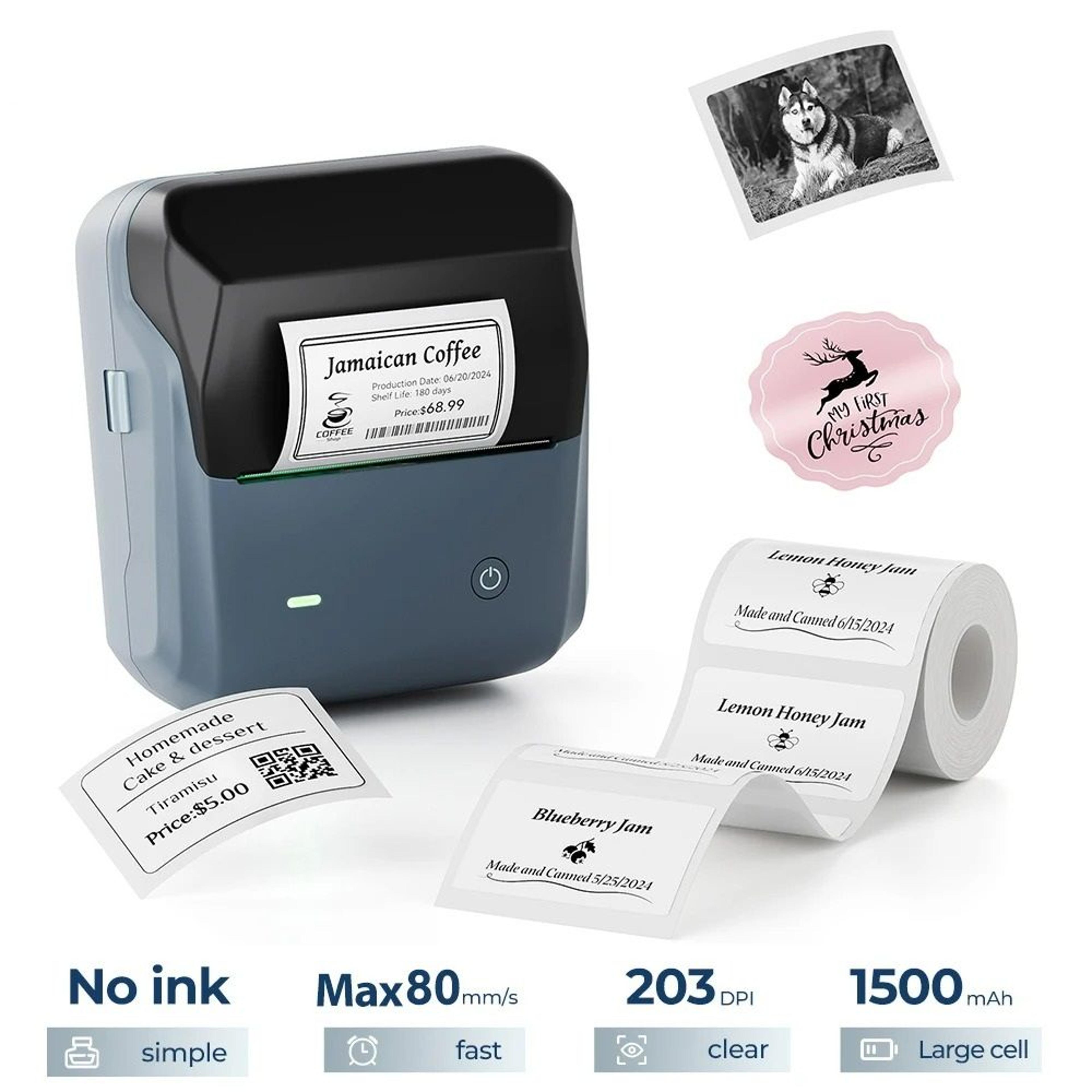 versatile portable wireless bluetooth thermal label printer