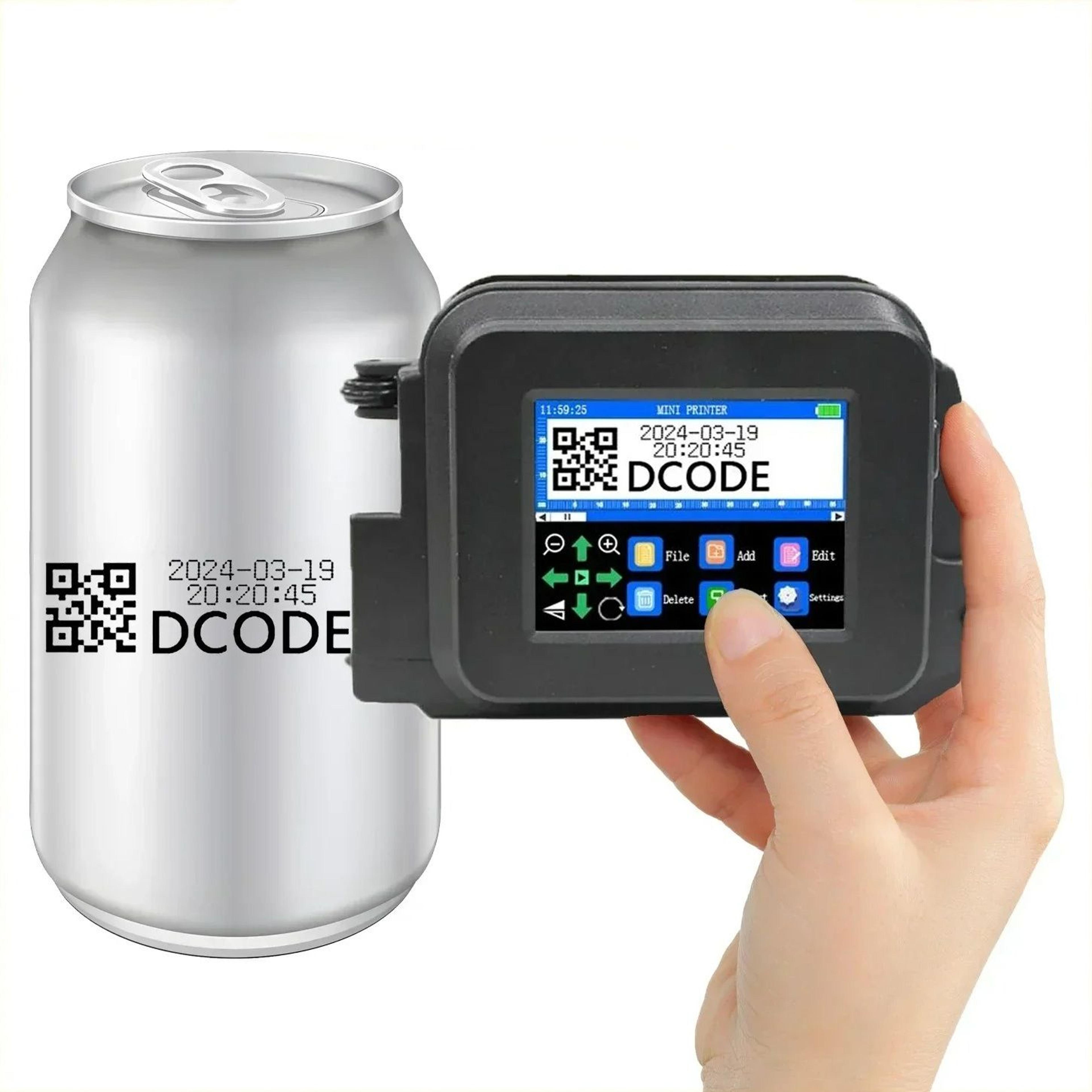 12.7mm portable handheld inkjet printer for text, qr & barcodes