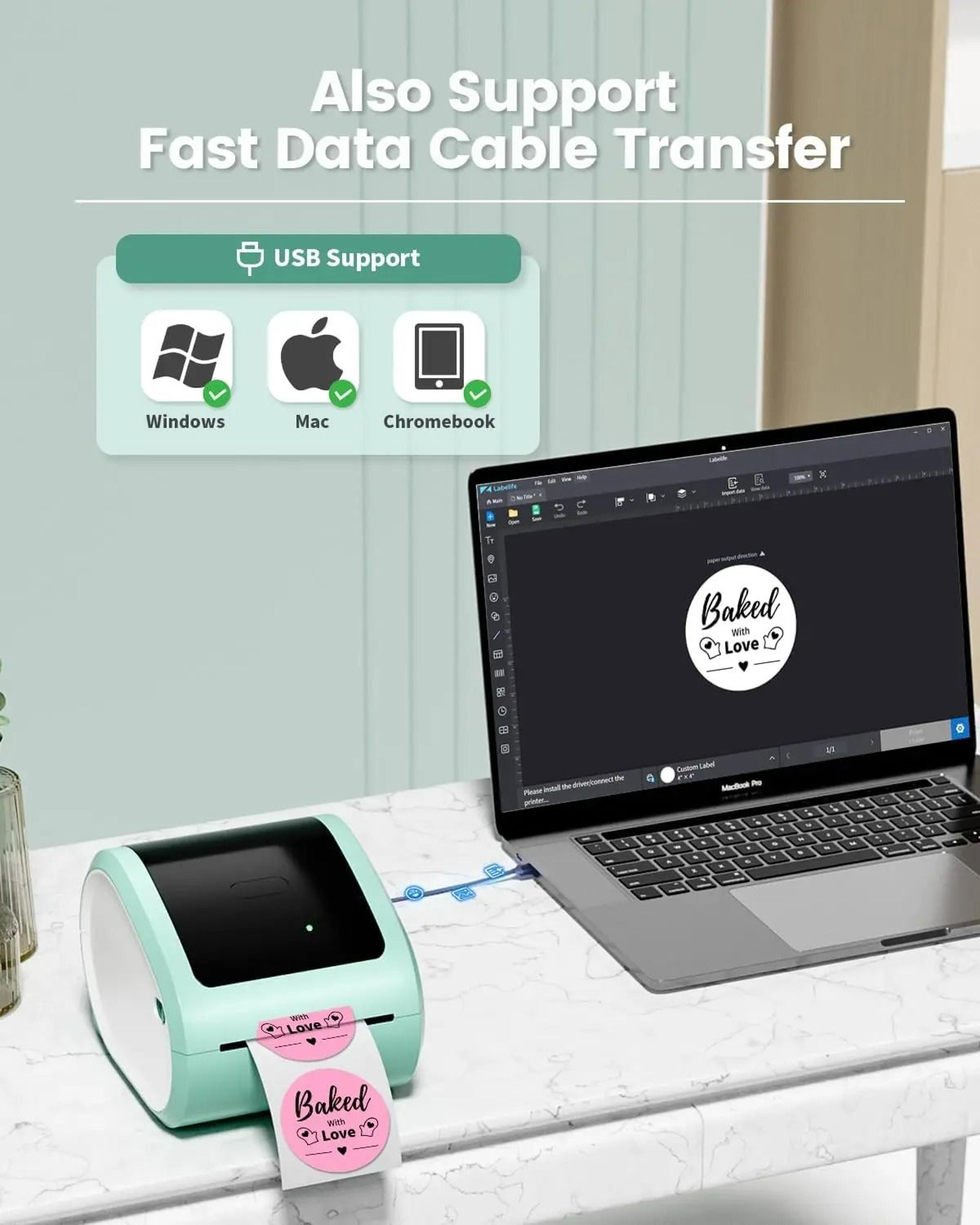 Desktop Wireless HighSpeed 4x6 Bluetooth Thermal Shipping Label Printer 2