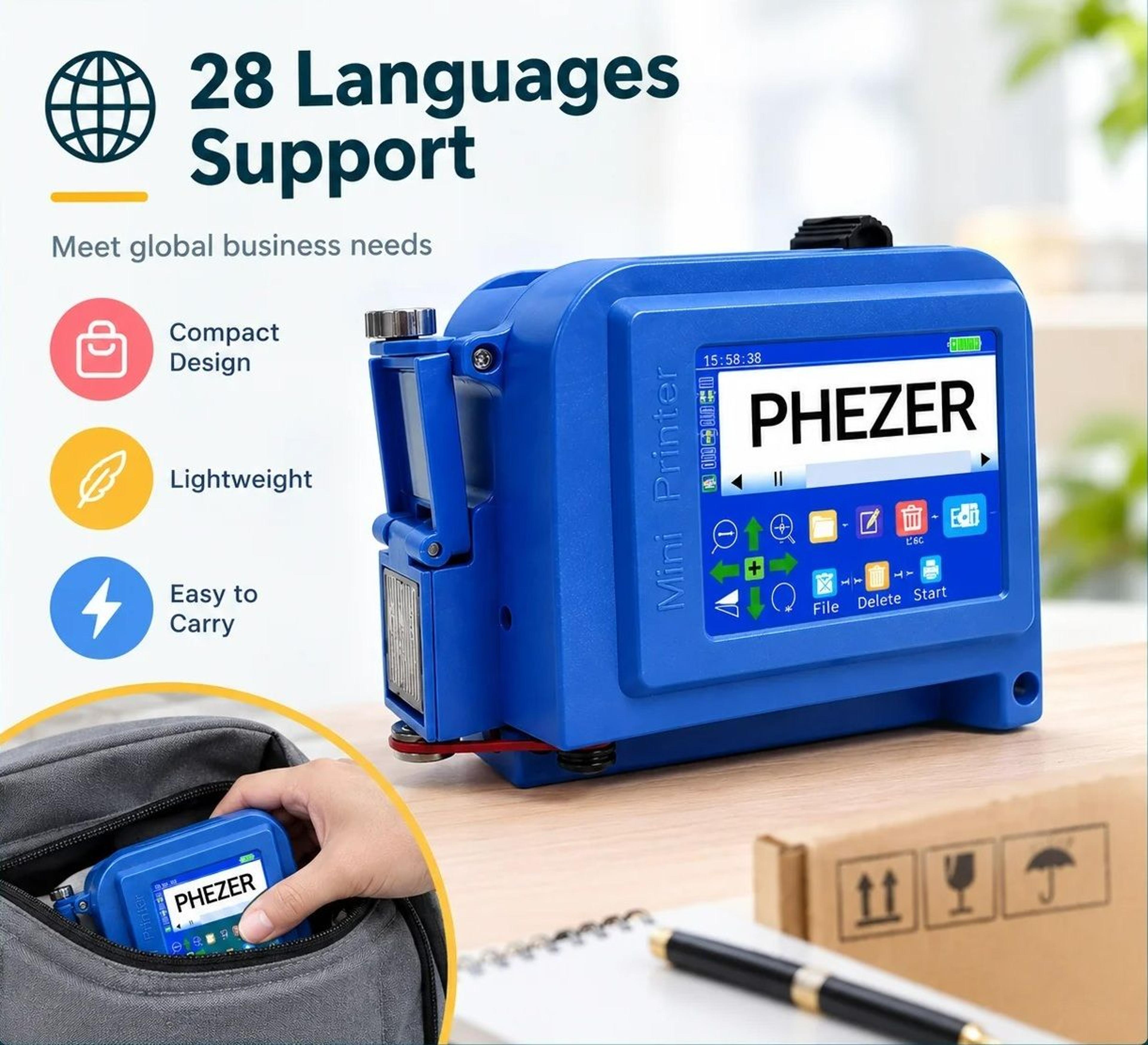 mini handheld inkjet printer for qr code, logo & expiry date
