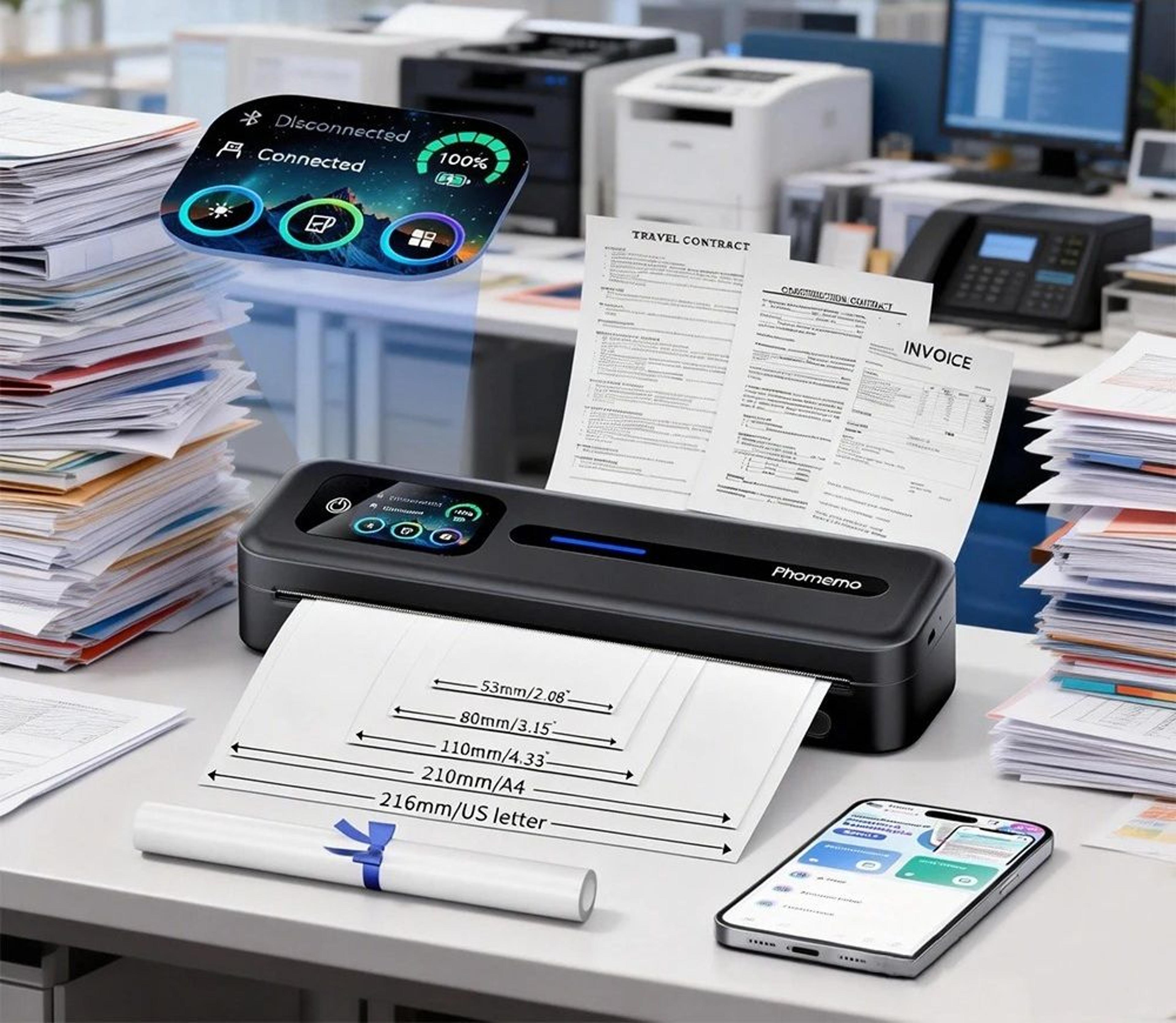 touchscreen portable thermal printer for a4 & us letter