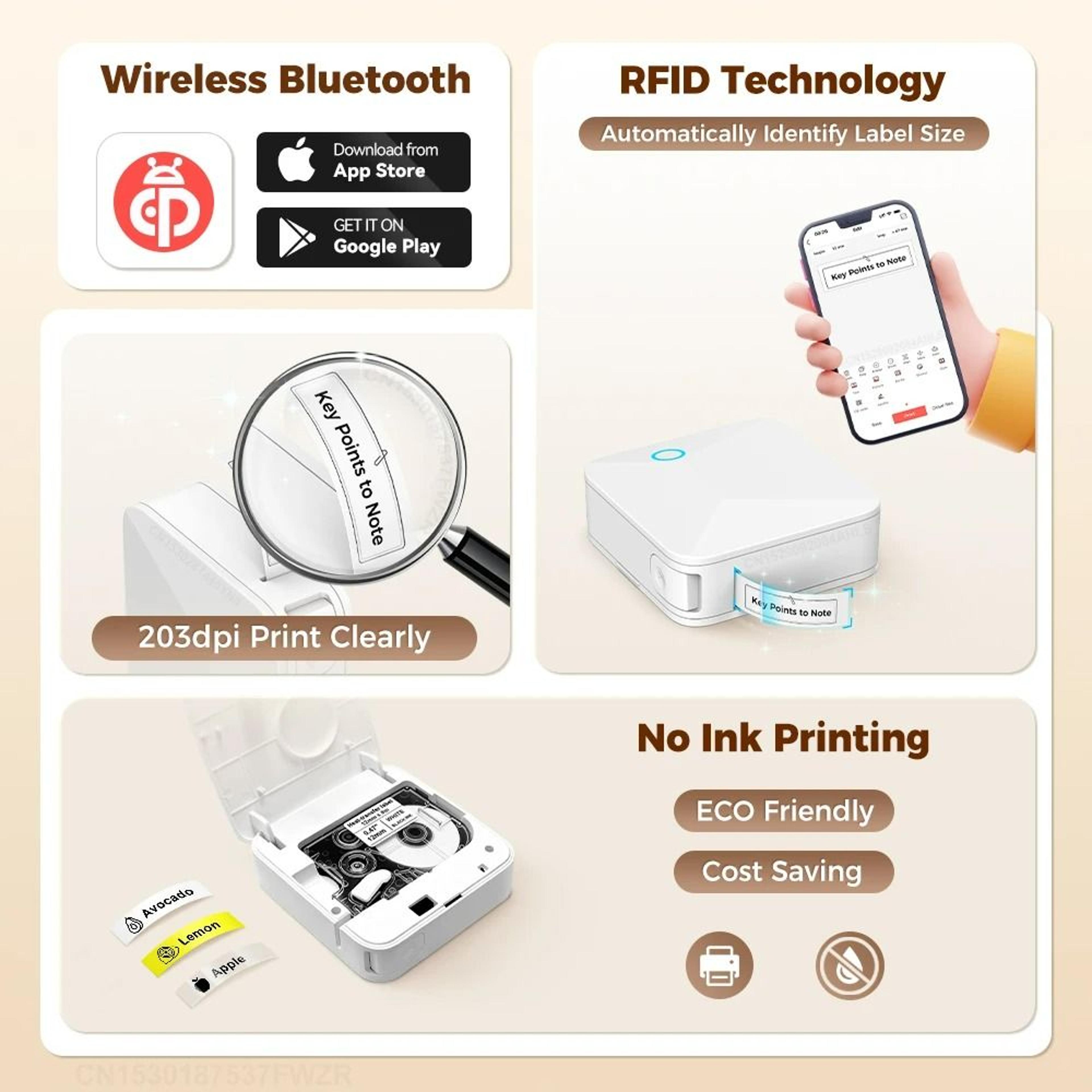 Portable Mini Thermal Transfer Ribbon Label Printer 5