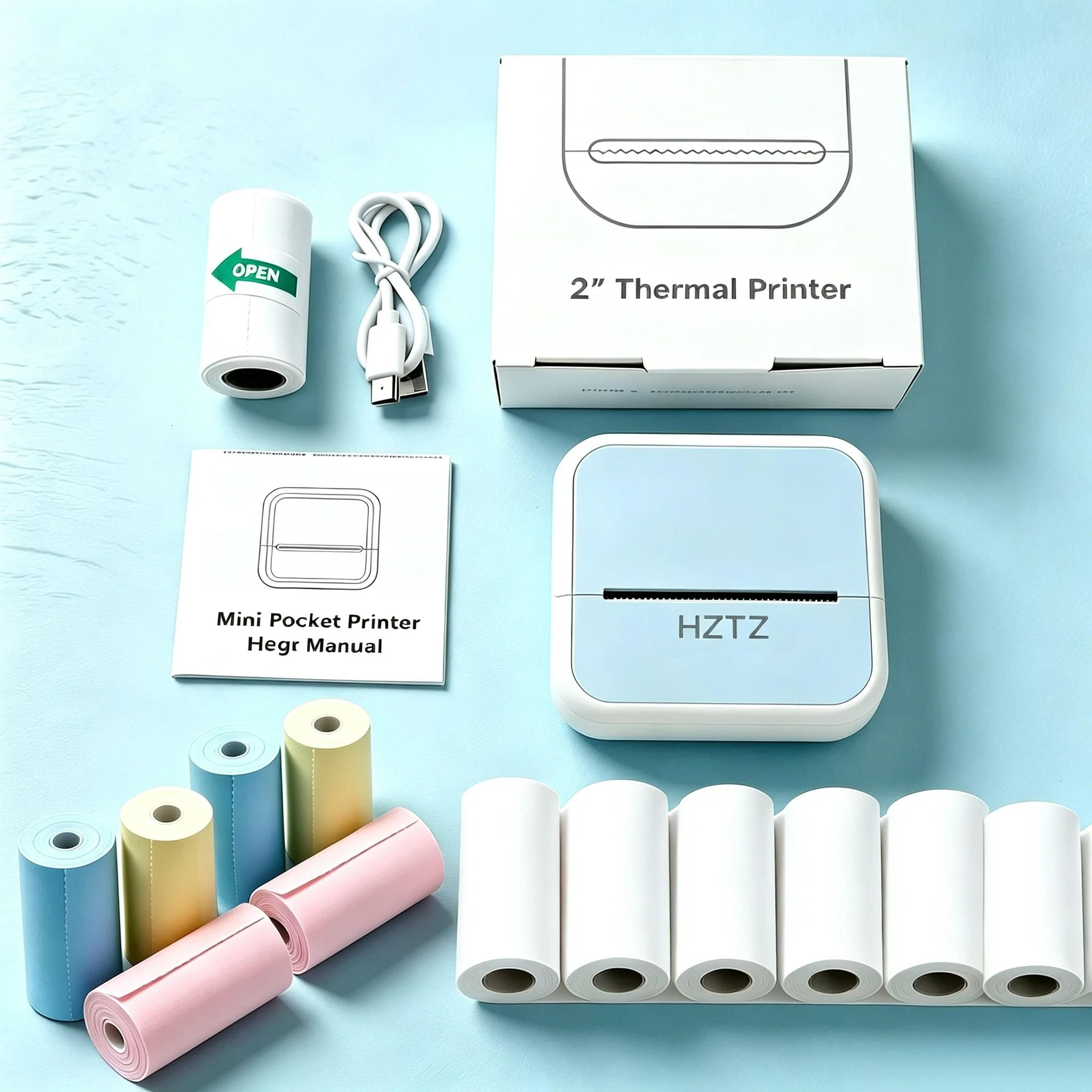 Portable Wireless Mini Thermal Photo Printer Set 7