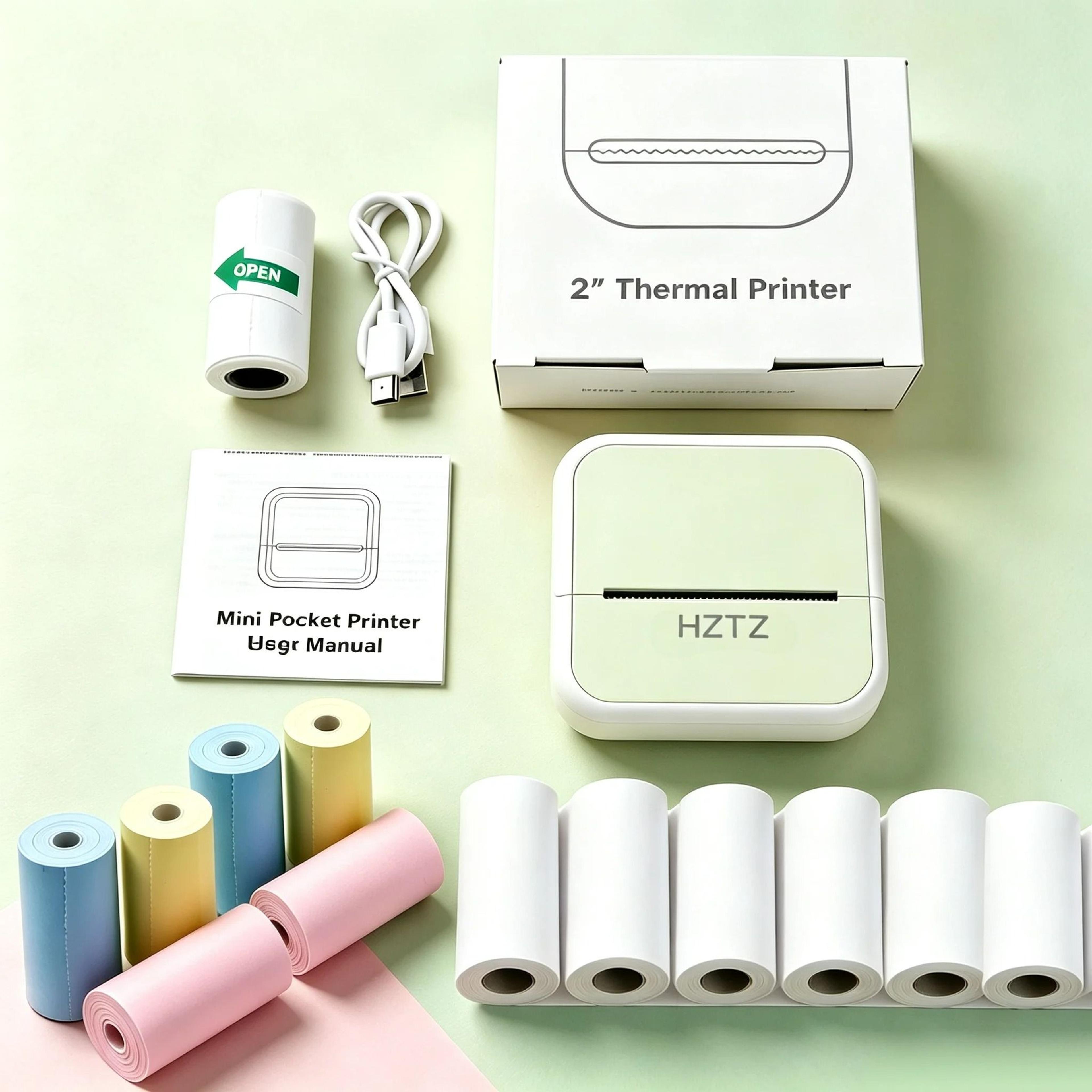 Portable Wireless Mini Thermal Photo Printer Set 6