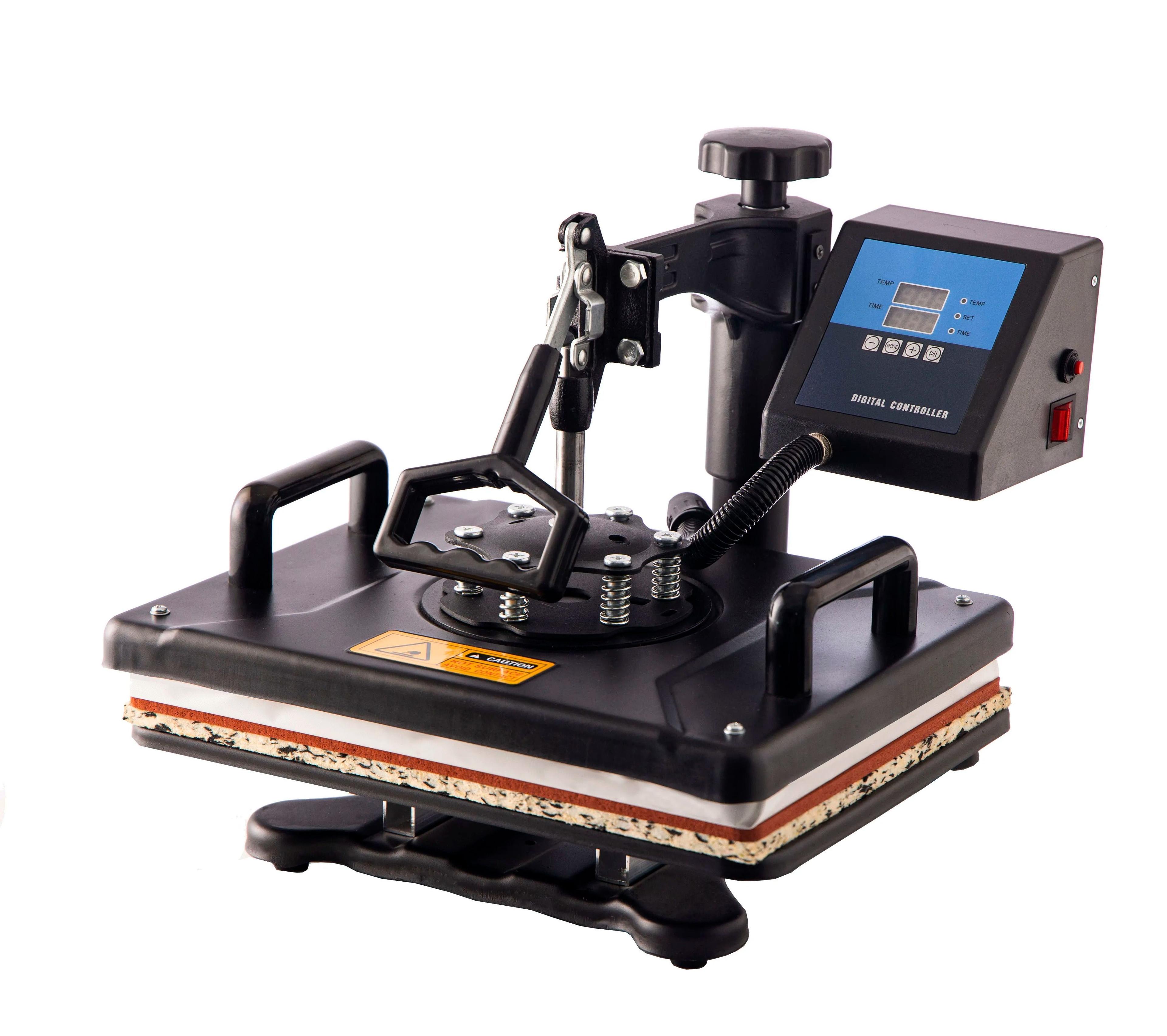 8-in-1 combo heat press machine for t-shirts, mugs, caps, & plates