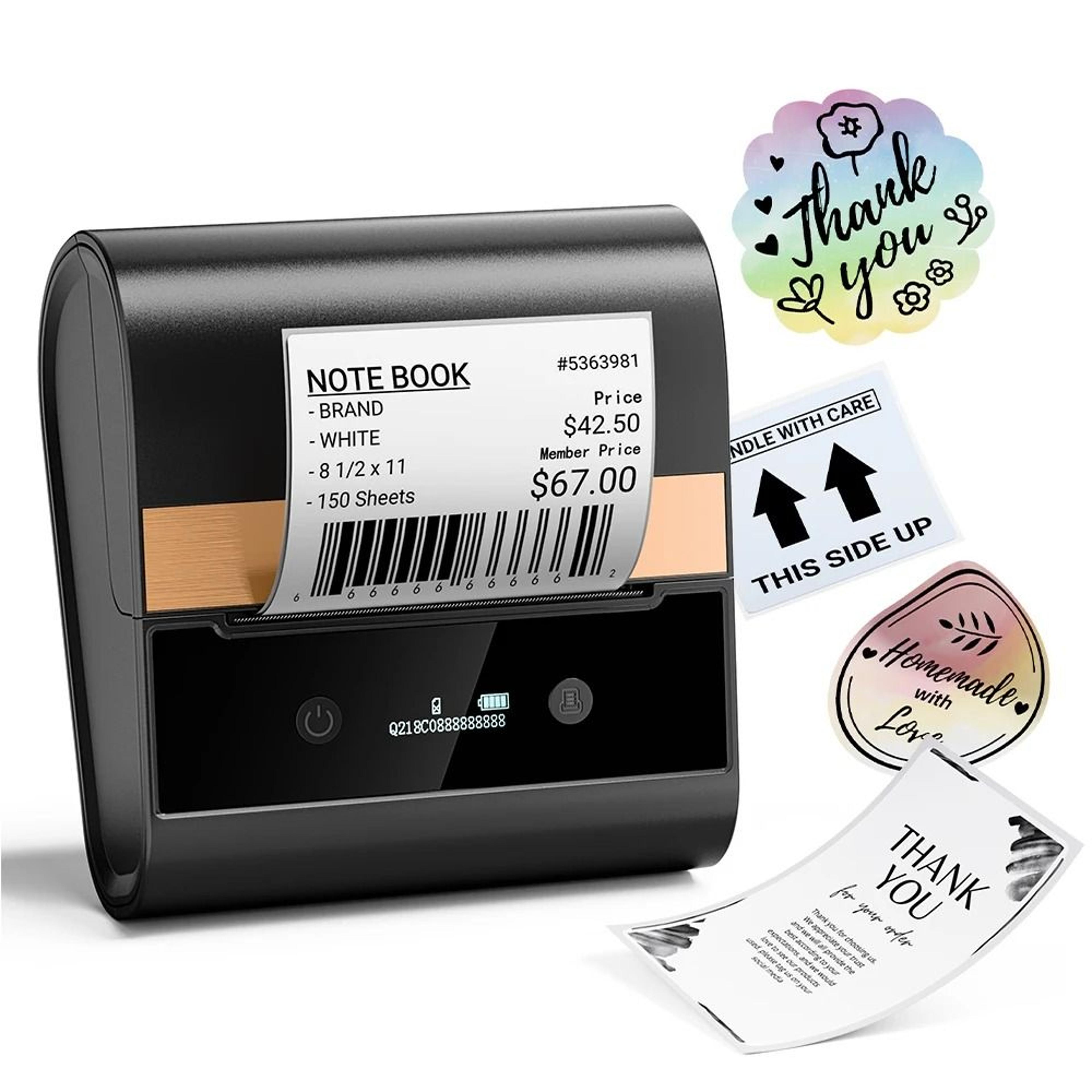 large format portable wireless bluetooth thermal label printer set