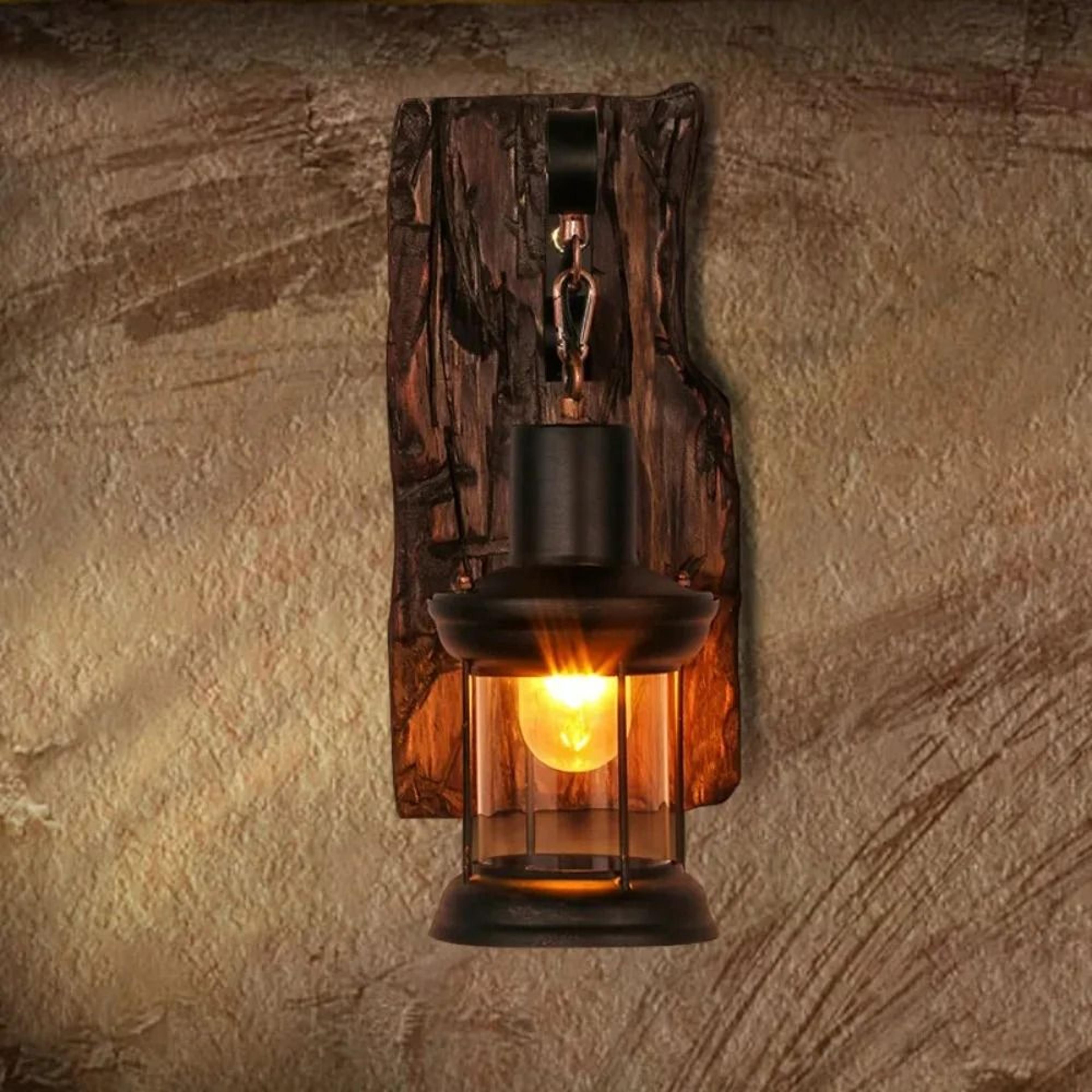 Outdoor Antique Wood  Glass Industrial Retro Wall Sconce 3