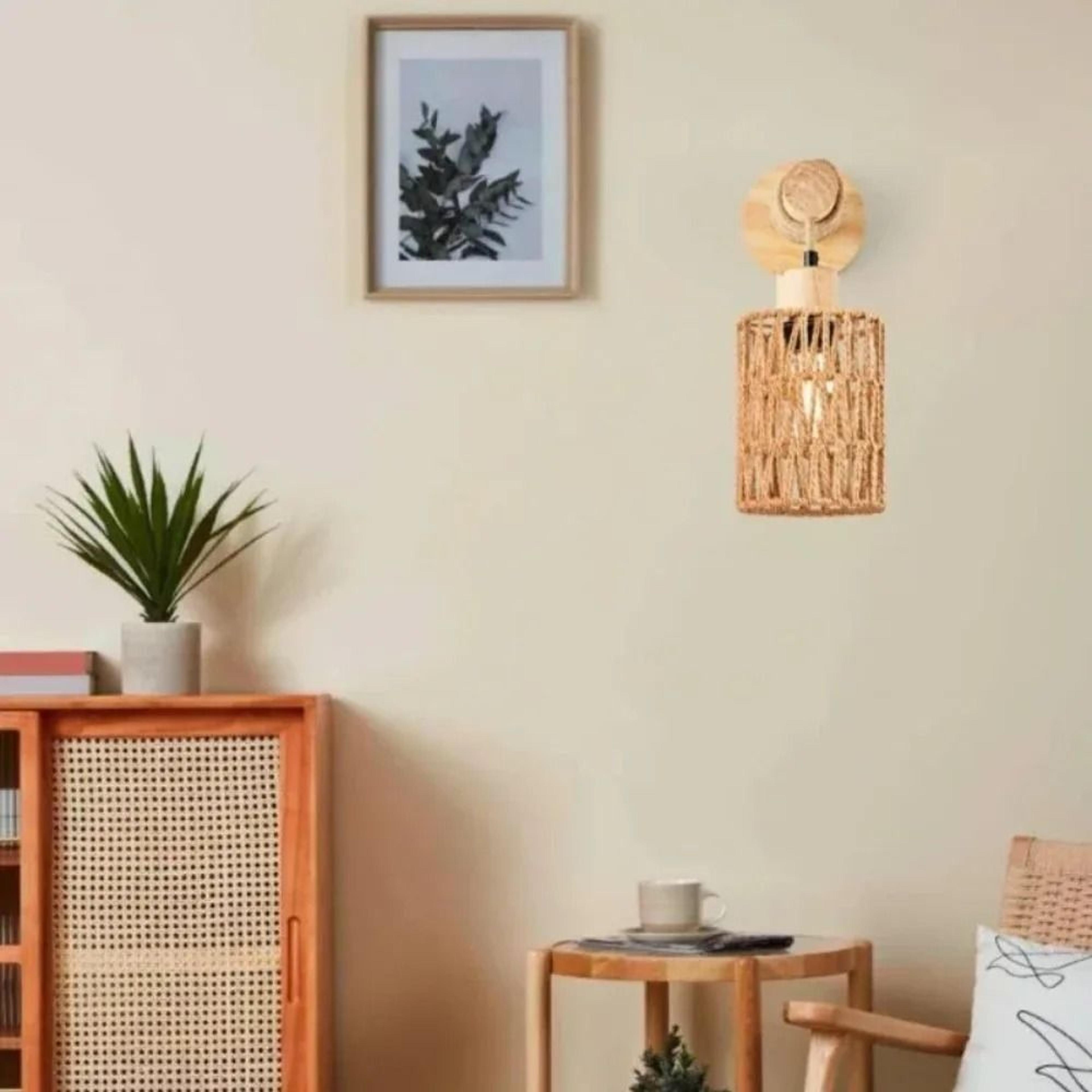 Chinese Style HandWoven Paper Rope LED Wall Lamp 1