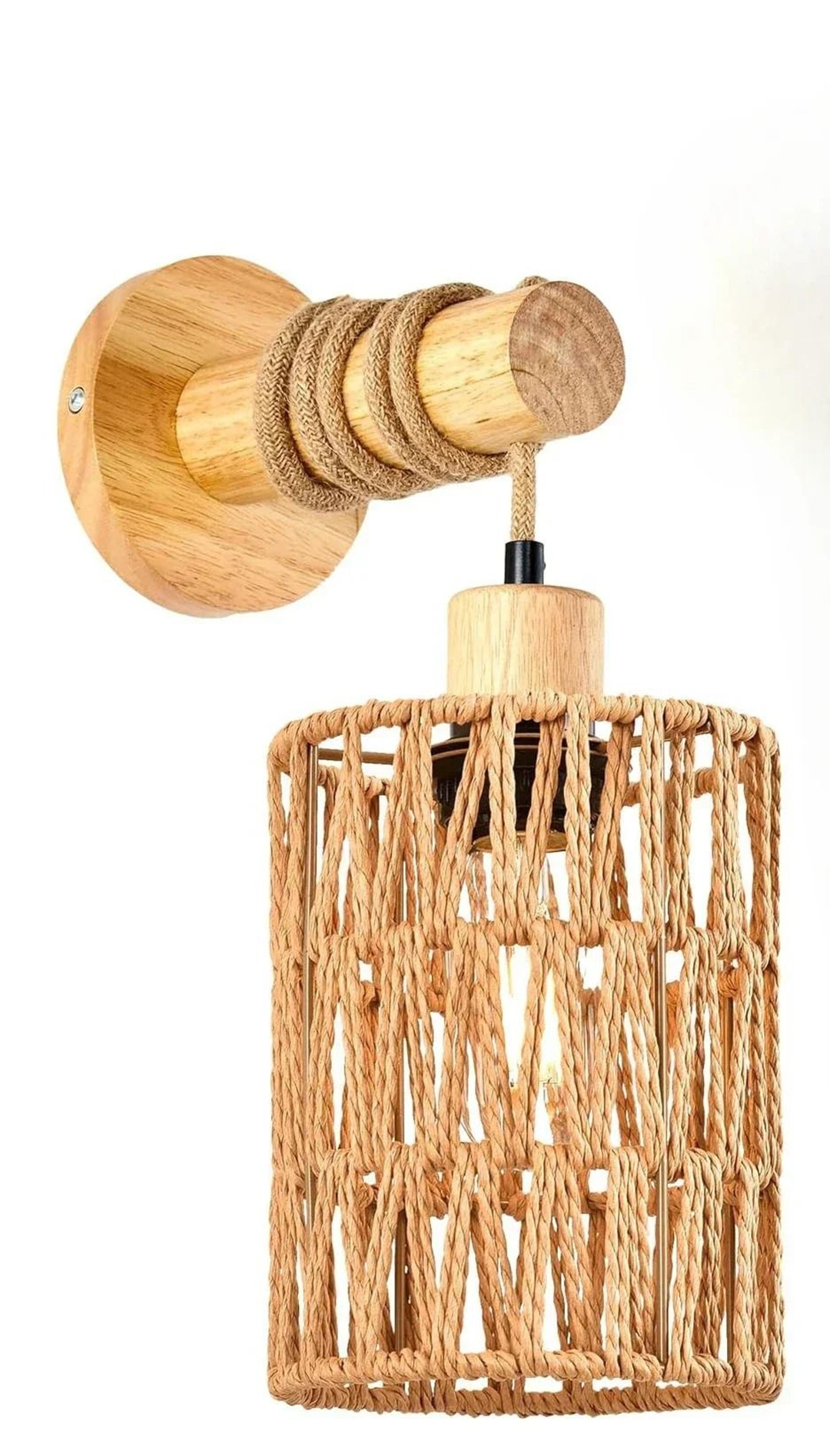 Chinese Style HandWoven Paper Rope LED Wall Lamp 5