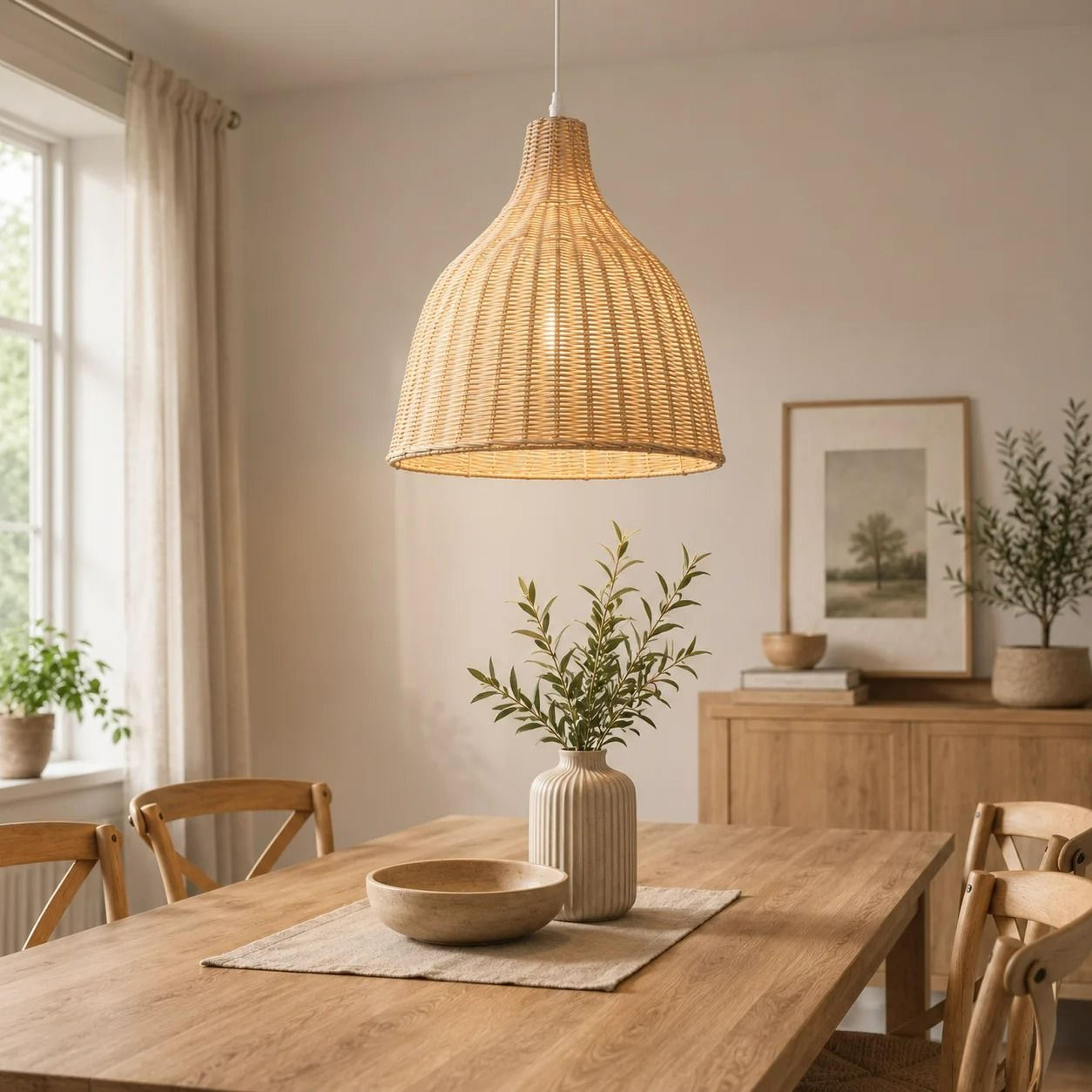 boho hand-woven wicker pendant light
