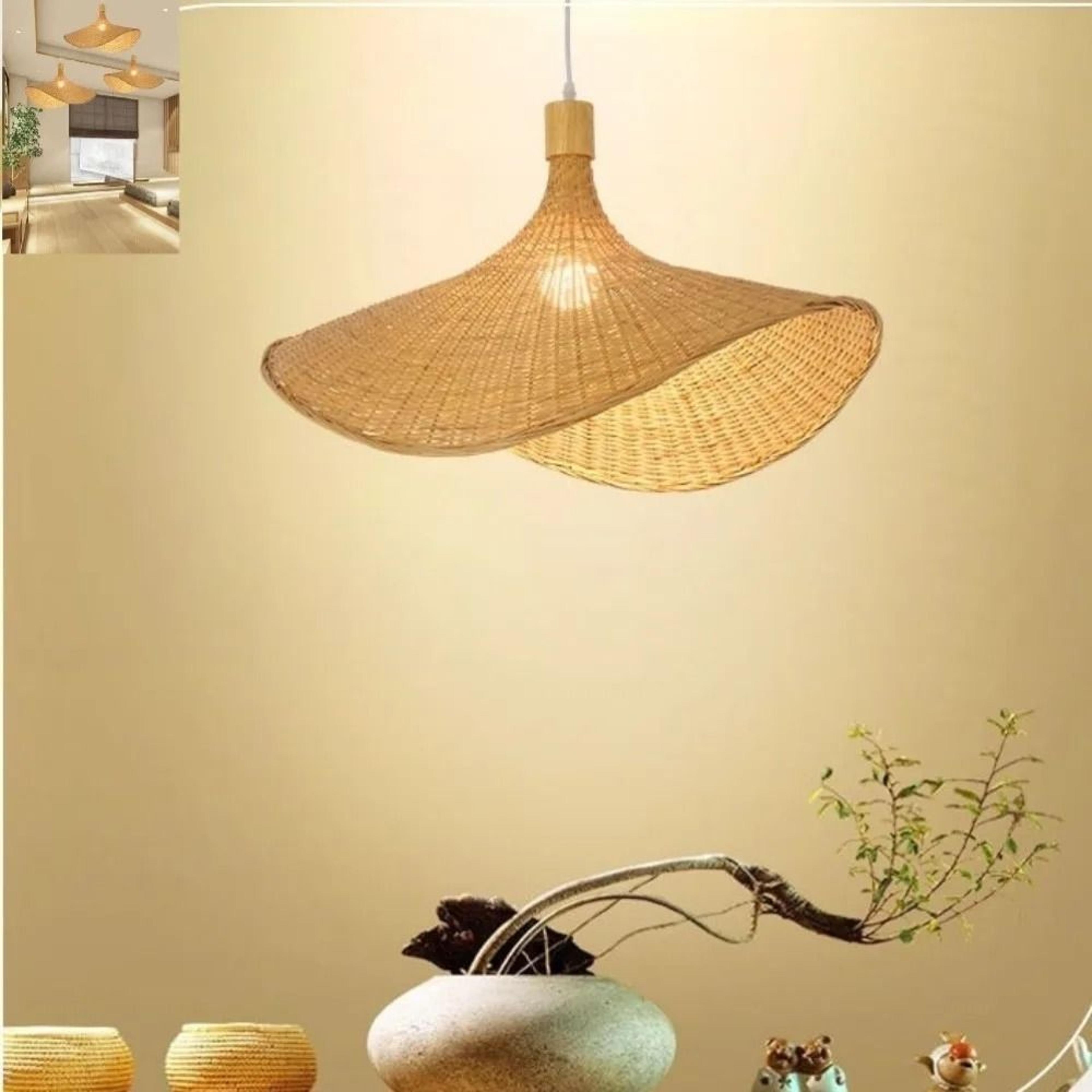 Vintage Woven Bamboo Rattan Pendant Light 1