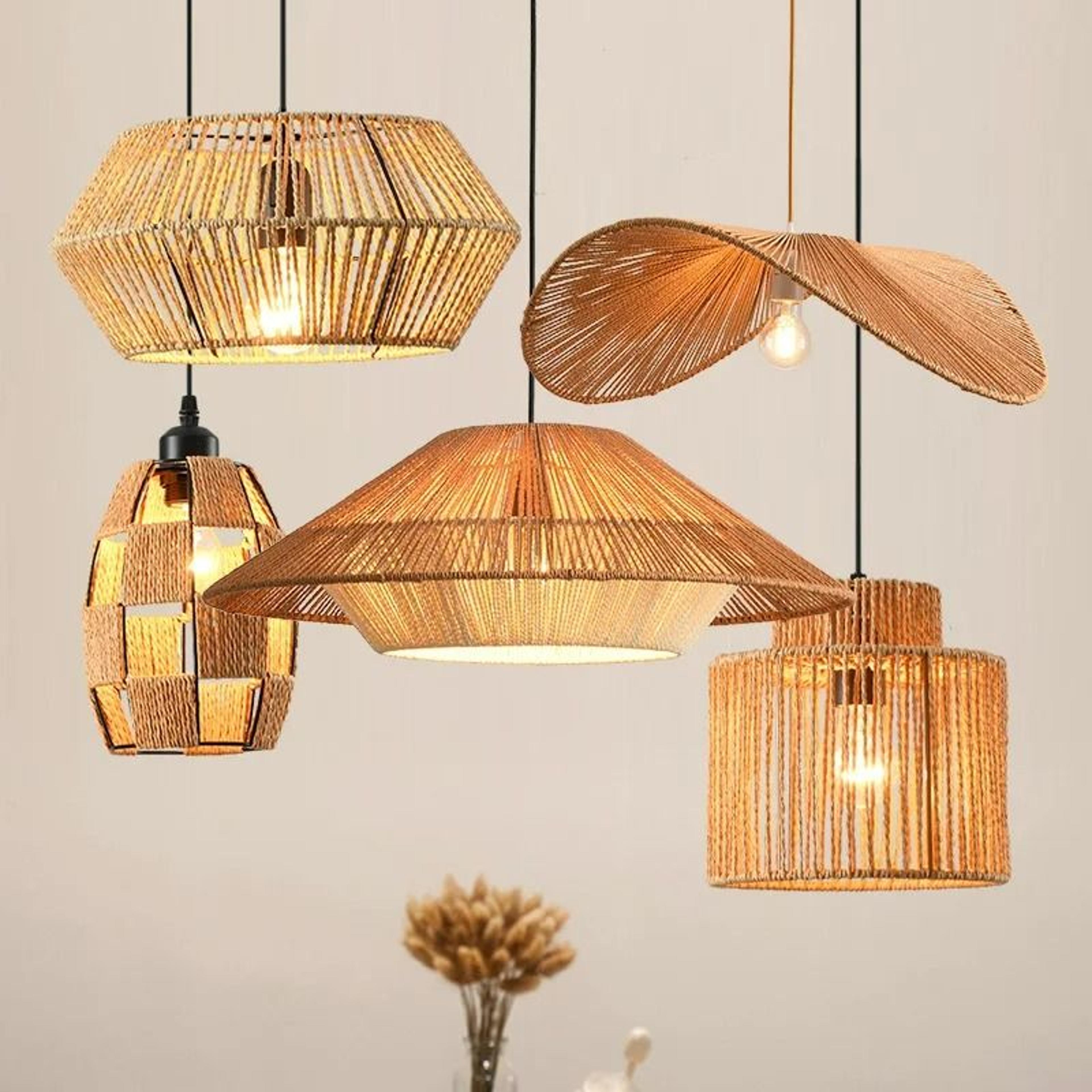modern light luxury hand-woven rattan pendant light