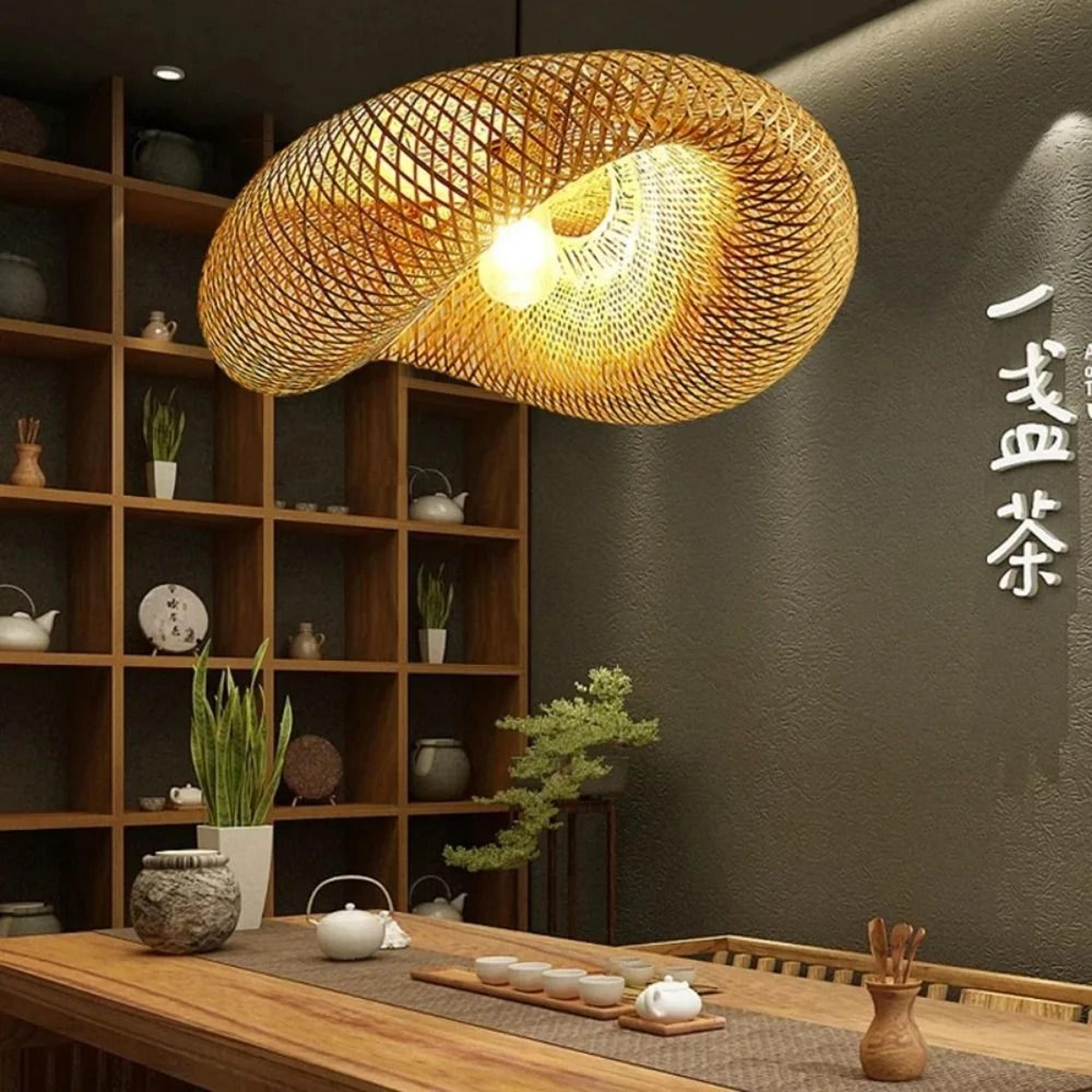 woven bamboo natural modern pendant light