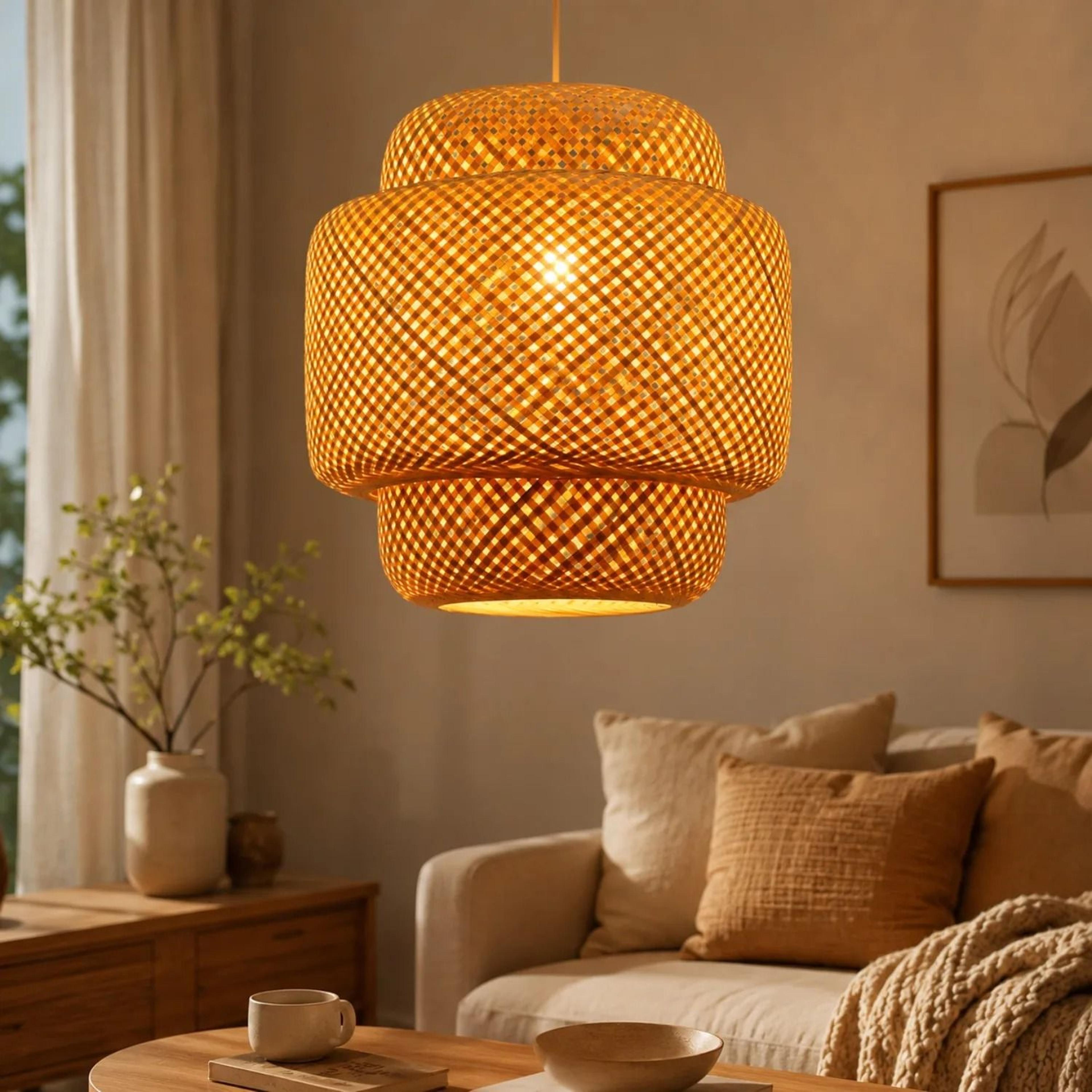 Retro Simple Creative Bamboo Wicker Pendant Light 1