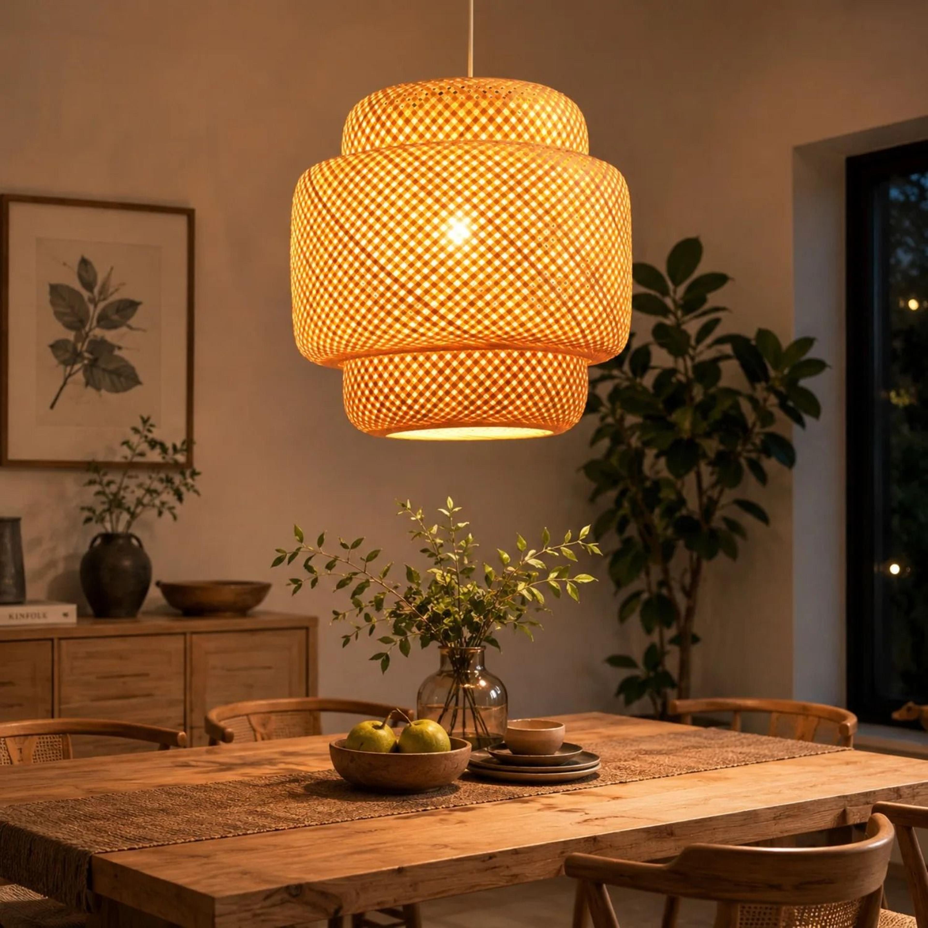 Retro Simple Creative Bamboo Wicker Pendant Light 2