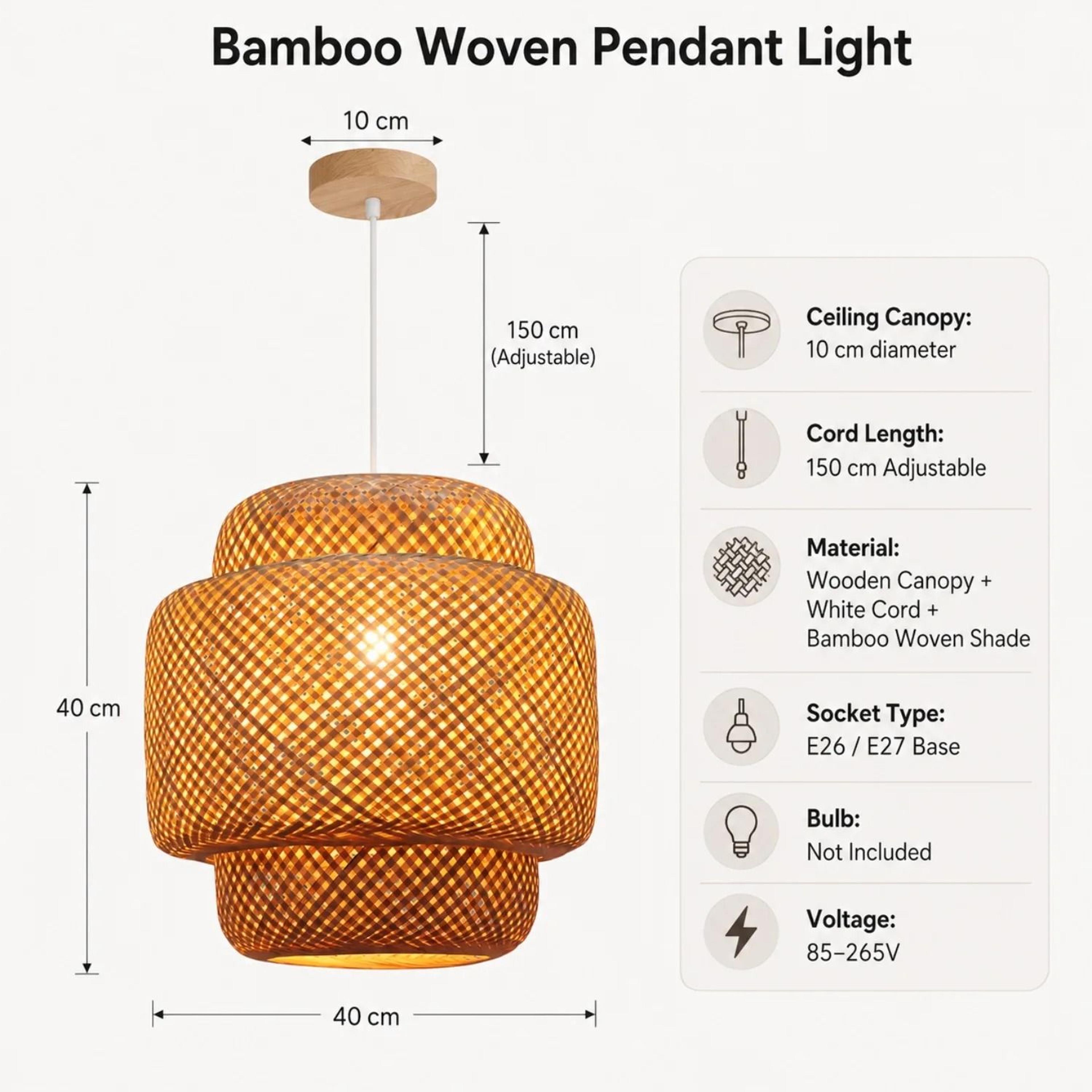 Retro Simple Creative Bamboo Wicker Pendant Light 6