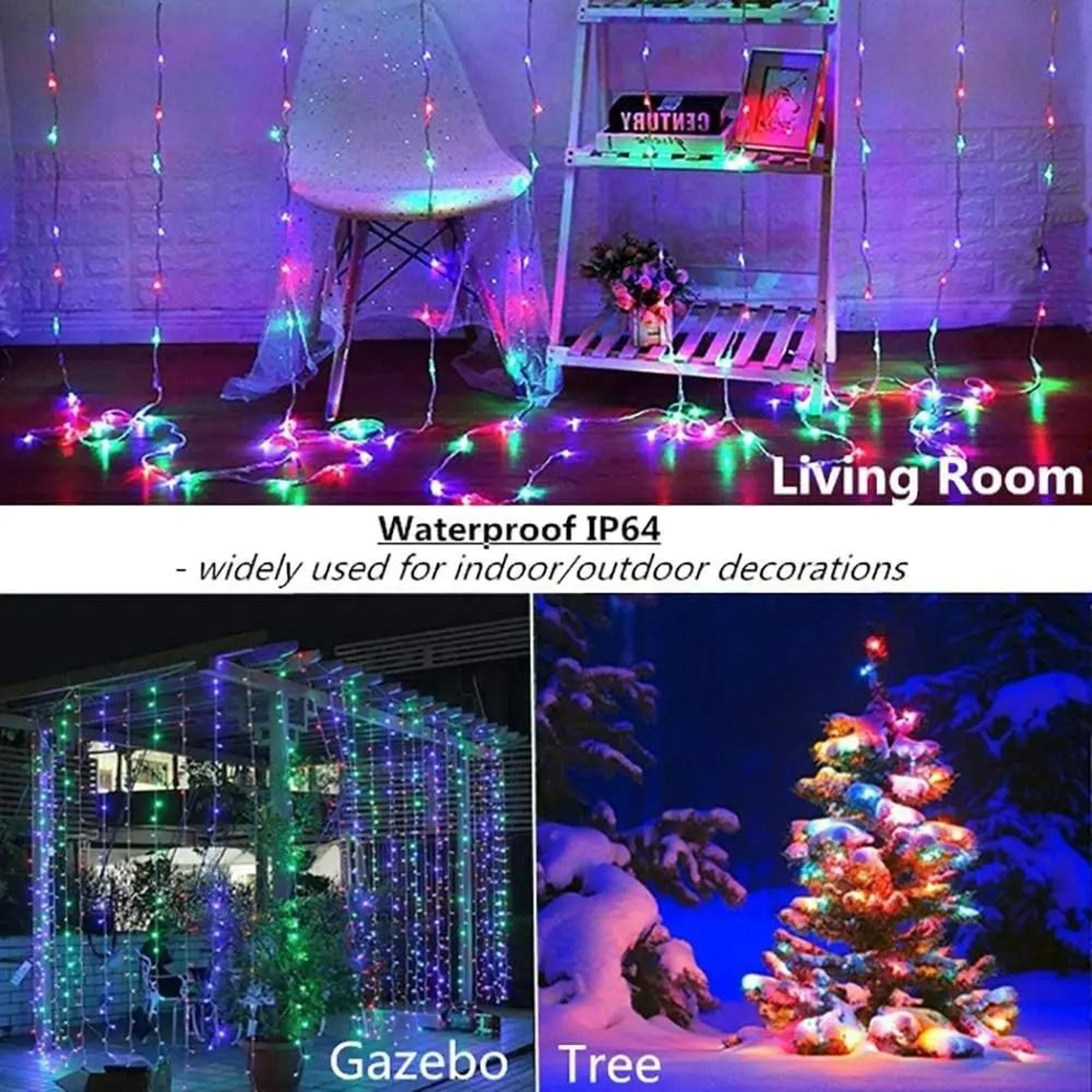 300 LED Curtain Fairy Lights With Remote 5