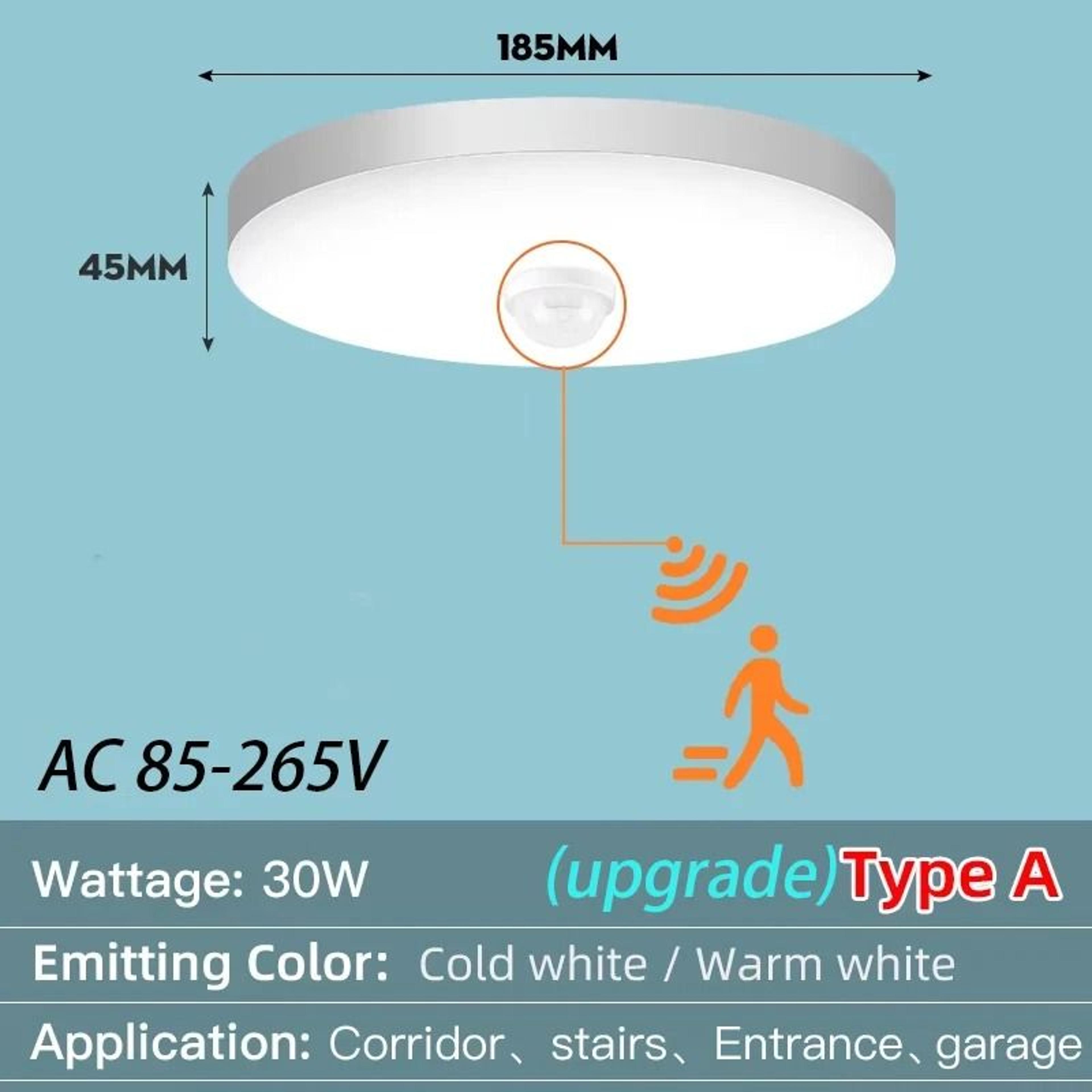 Motion Sensor LED Ceiling Light IP44 Waterproof Smart Night Lamp 12