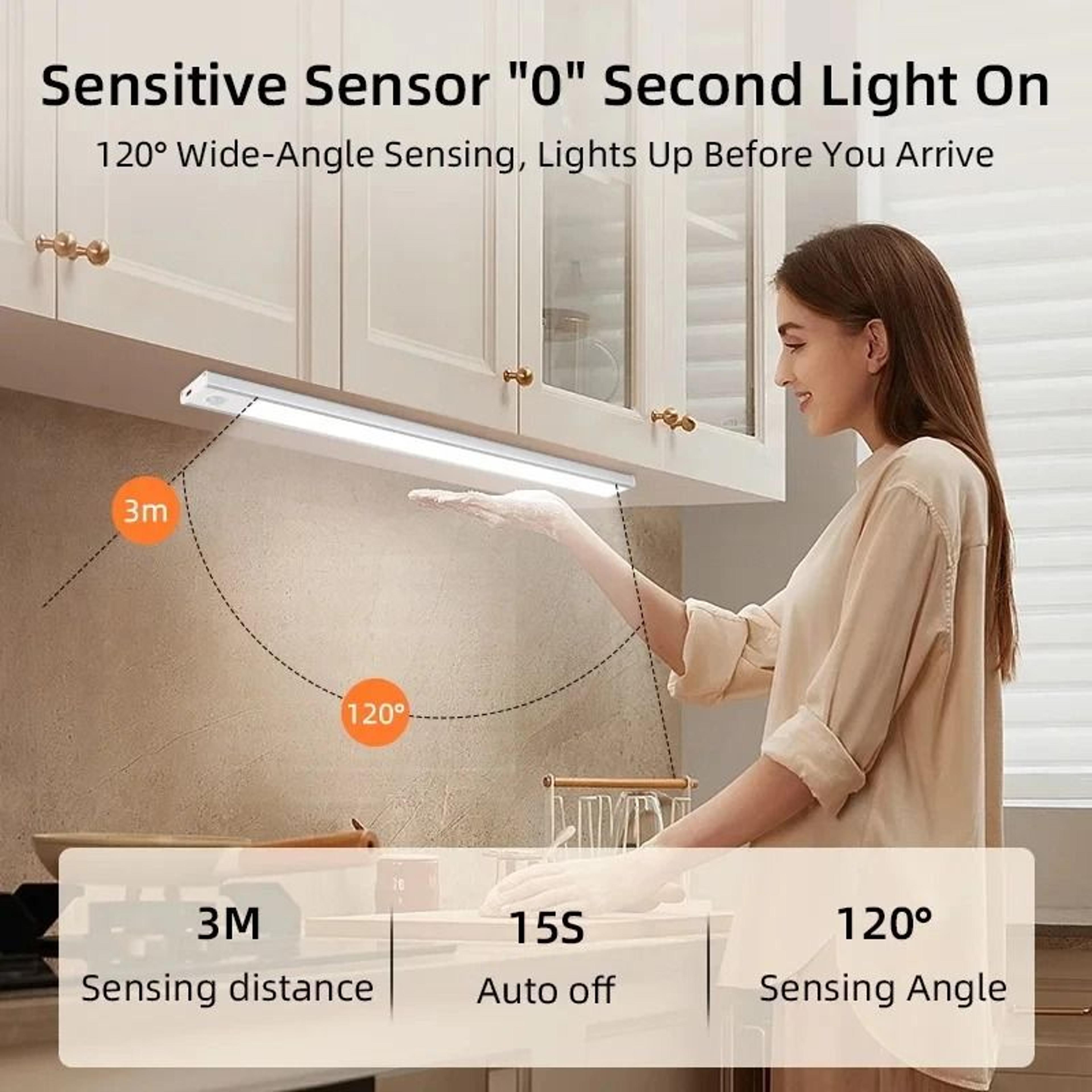Wireless Dimmable LED Motion Sensor Cabinet Light TypeC Rechargeable Night Lamp 2