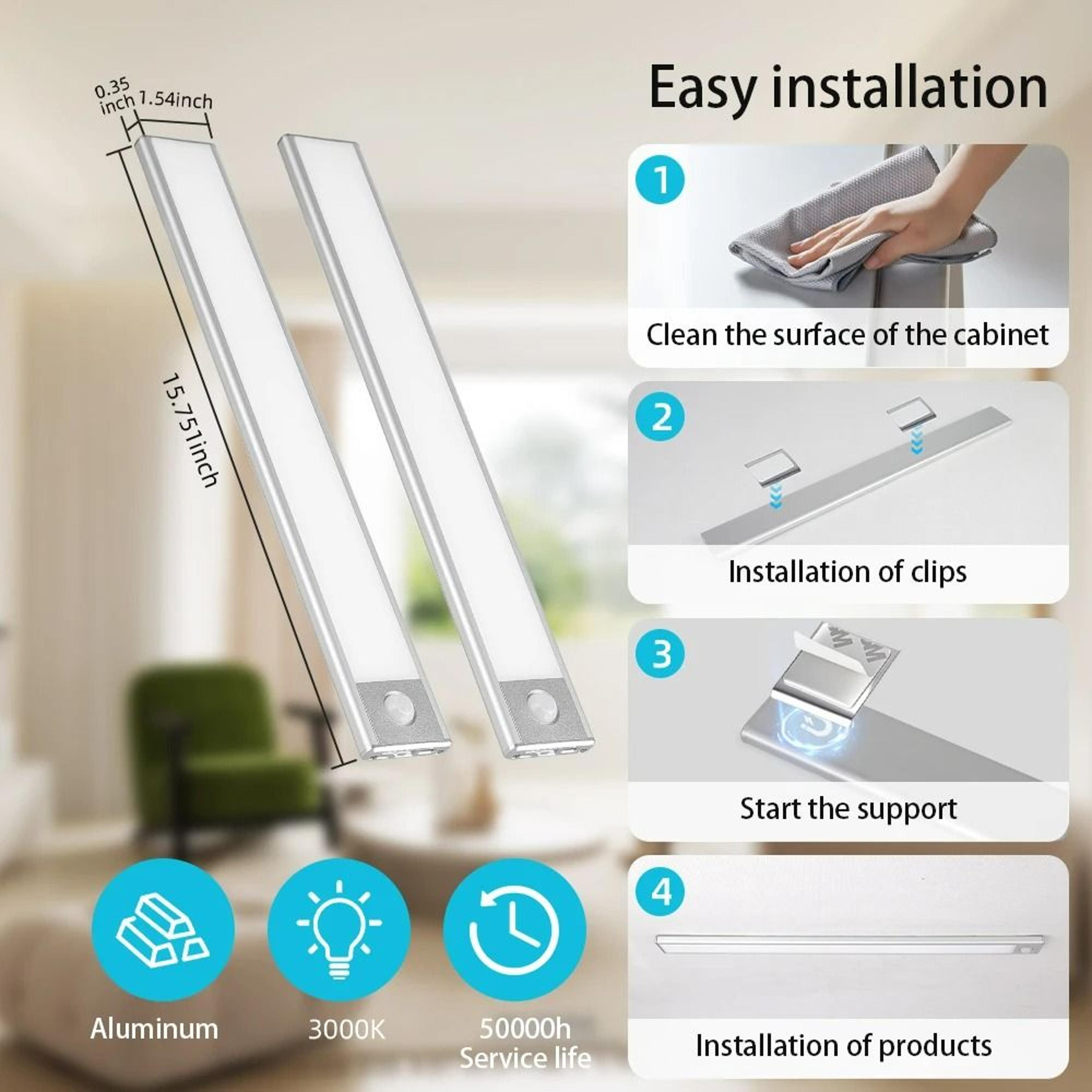 Wireless Dimmable LED Motion Sensor Cabinet Light TypeC Rechargeable Night Lamp 3